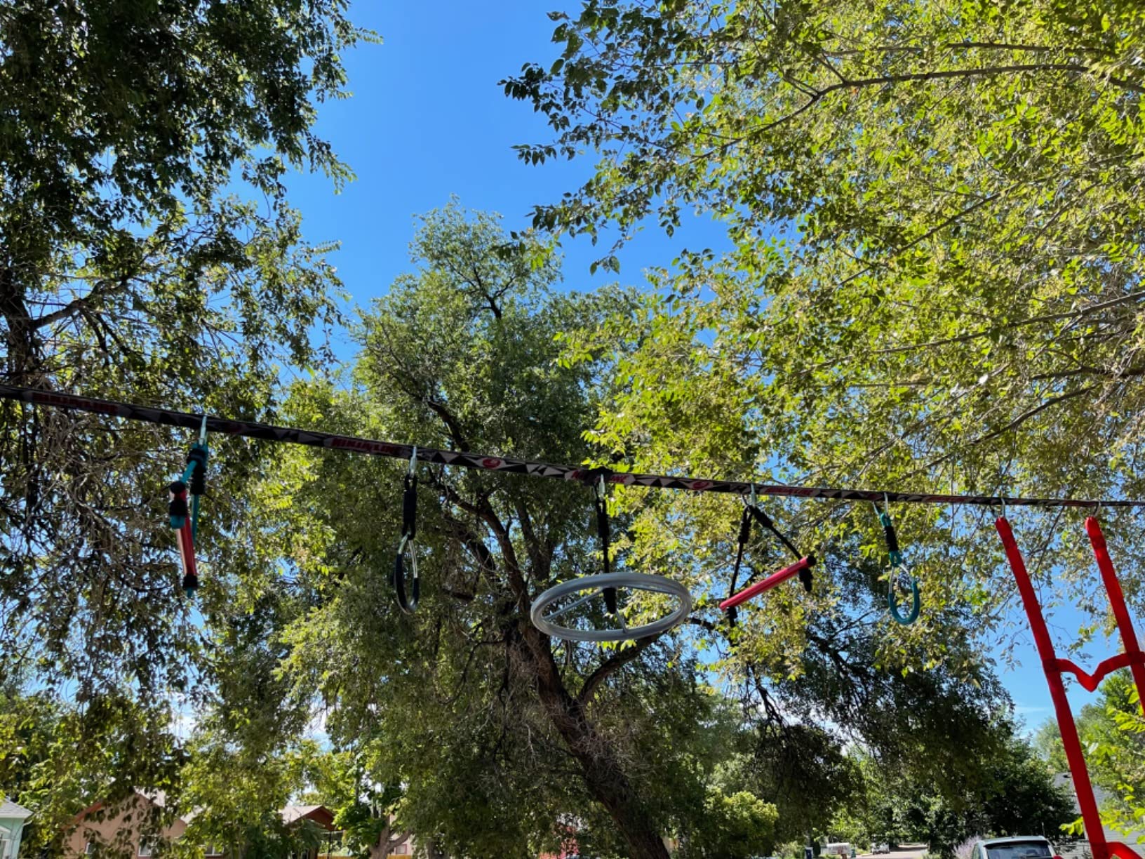 Slackers Deluxe Ninjaline Kit 56 ft with 9 Hanging Obstacles - Best Outdoor Ninja Warrior Training Equipment for Kids - Build Your Very Own Backyard Ninja Obstacle Course - Rated Ages 5+ customer photo 1