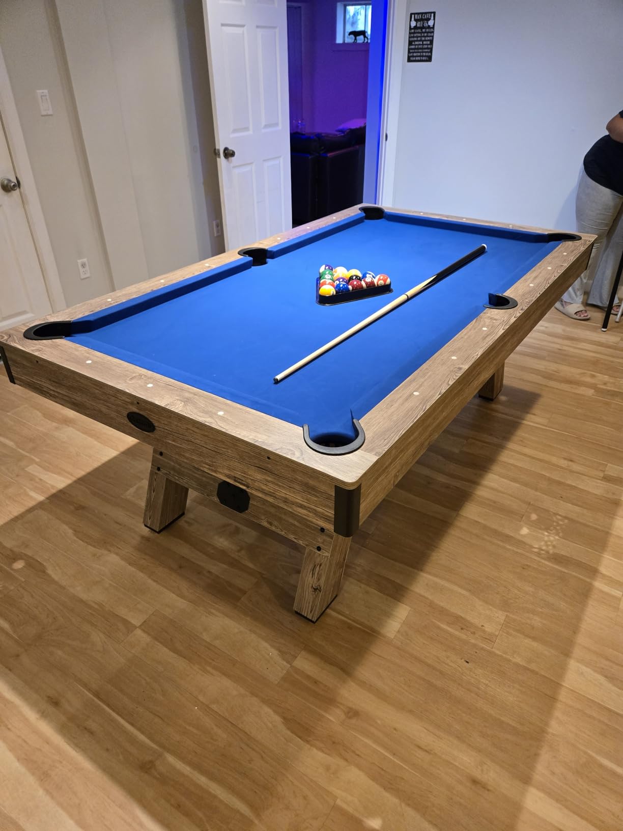 GoSports 7 ft Pool Tables with Wood Finish - Modern Billiards Table with 2 Cue Sticks, Balls, Rack, Felt Brush and Chalk customer photo 2