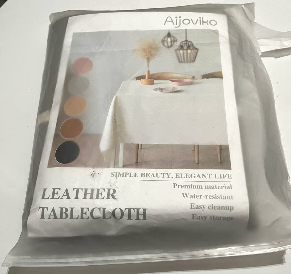 Table Cloth for Rectangle Tables Soft Leather Tablecloth Waterproof Wipeable Table Cover for Parties, Picnic and Camping Outdoor Tablecloths (Black 54