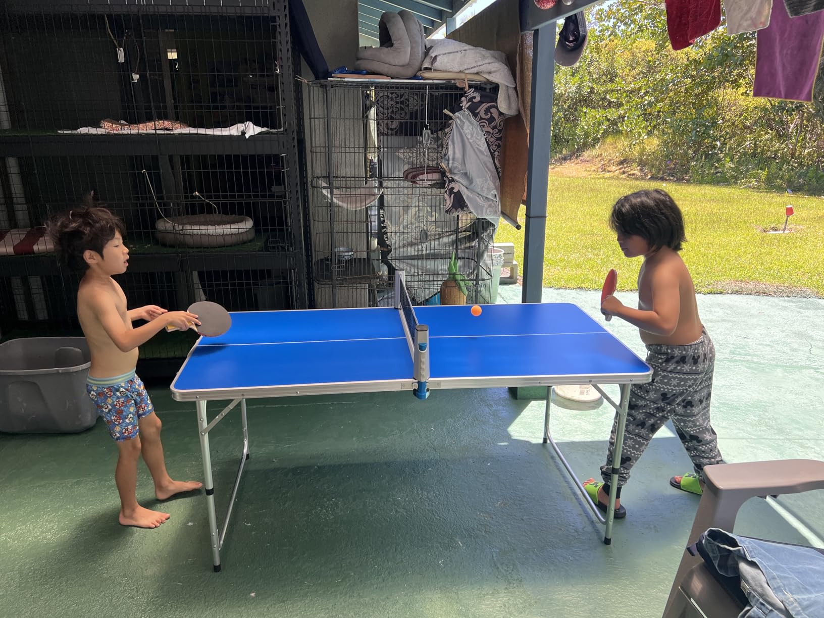 Ping Pong Table Tennis - Small Mini Kids - Space Saving & Easy Storage - Includes (2) Regulation Paddles (3-4) Balls and (1) Net. No Assembly Required Start Playing Immediately customer photo 1