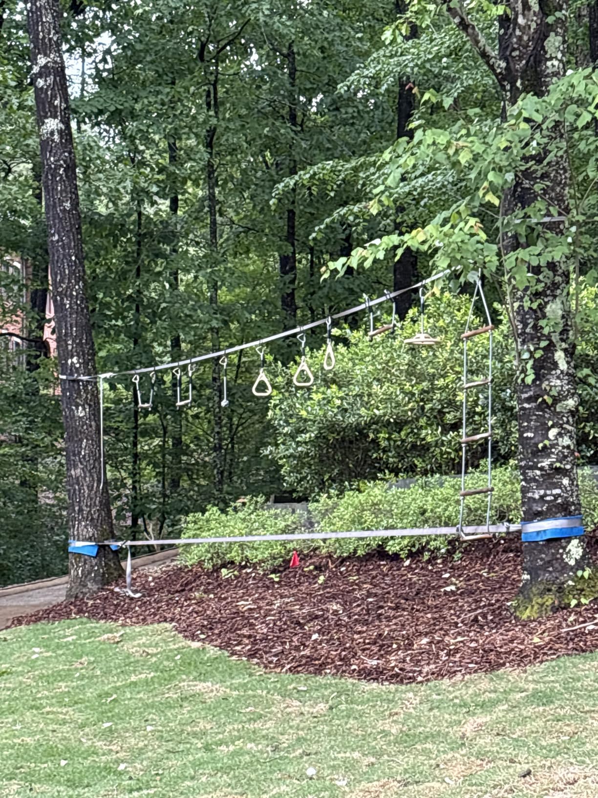 Hyponix Ninja Warrior Obstacle Course for Kids - 2 x 60 ft Slackline with 13 Outdoor Ninja Obstacles, Supports 880lbs - Monkey Net, Ratchet-Tight Tech, Climbing, Swinging & Balance Training, Ages 3+ customer photo 1
