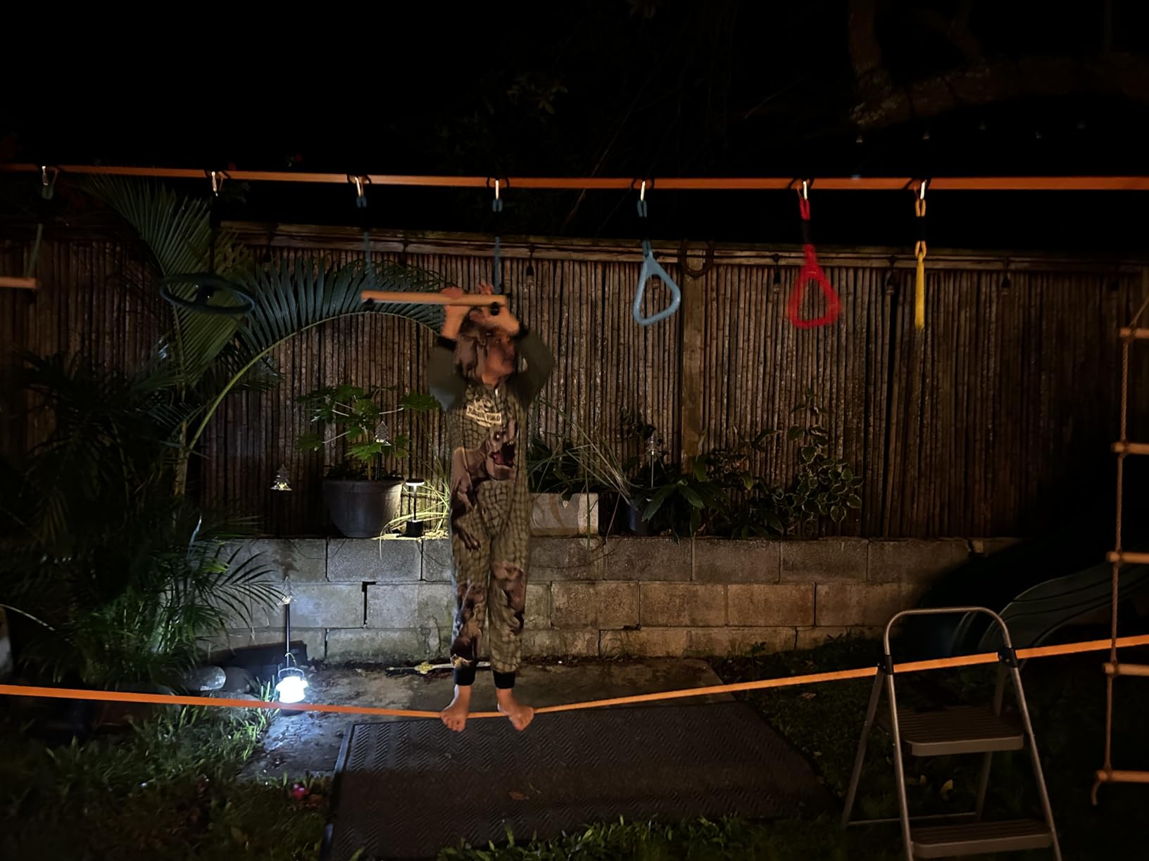 Hyponix Ninja Warrior Obstacle Course for Kids - 2 x 60 ft Slackline with 13 Outdoor Ninja Obstacles, Supports 880lbs - Monkey Net, Ratchet-Tight Tech, Climbing, Swinging & Balance Training, Ages 3+ customer photo 2