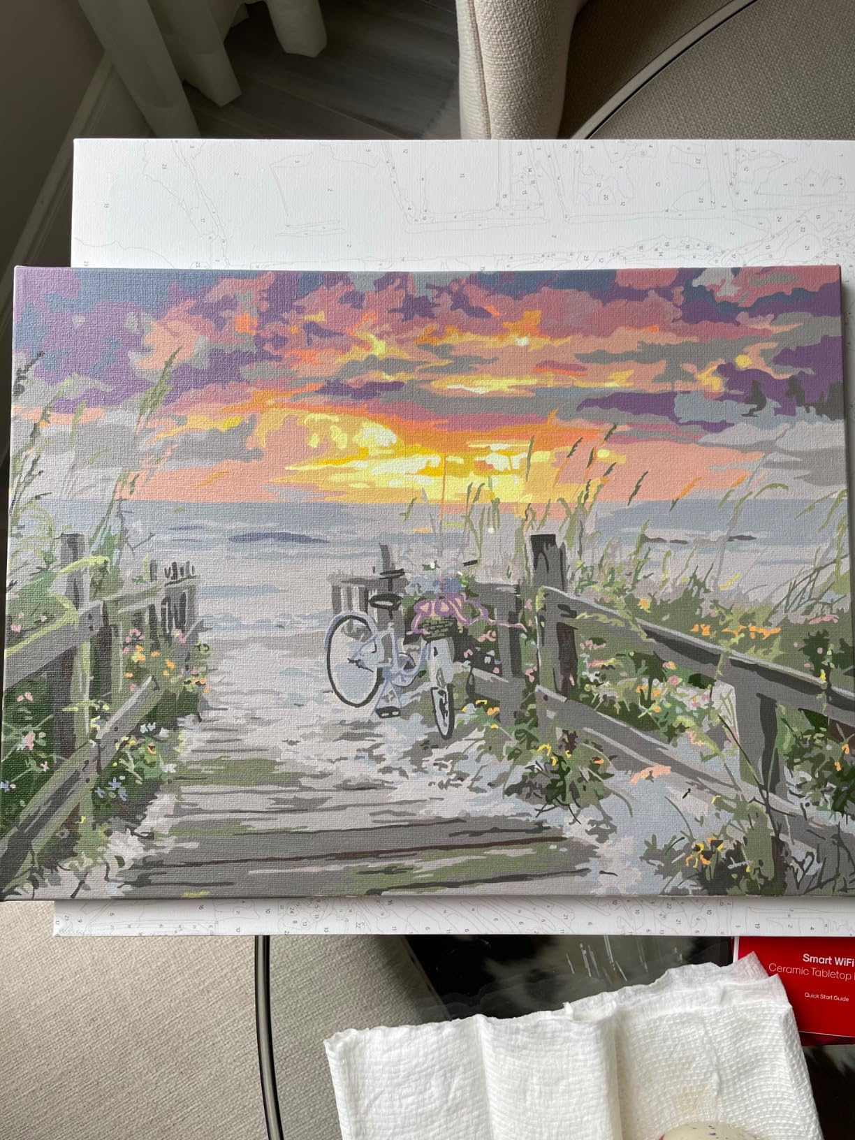 Ledgebay DIY Paint by Numbers Kit for Adults Framed Canvas: Morning Ride 12x16 Framed, Includes Acrylic Paint Set Brushes Tabletop Easel customer photo 1