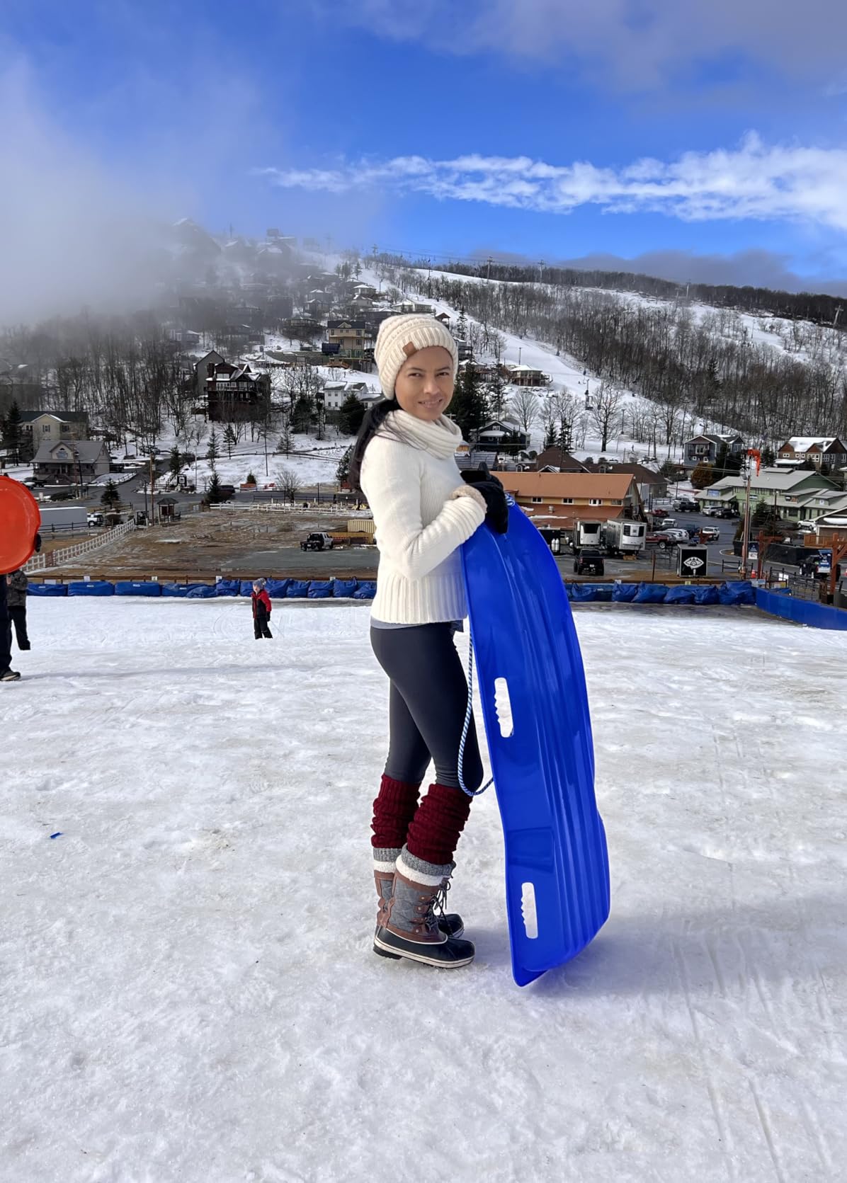 Slippery Racer Downhill Xtreme Flexible Adults and Kids Plastic Toboggan Snow Sled for up to 2 Riders with Pull Rope and Handles customer photo 1