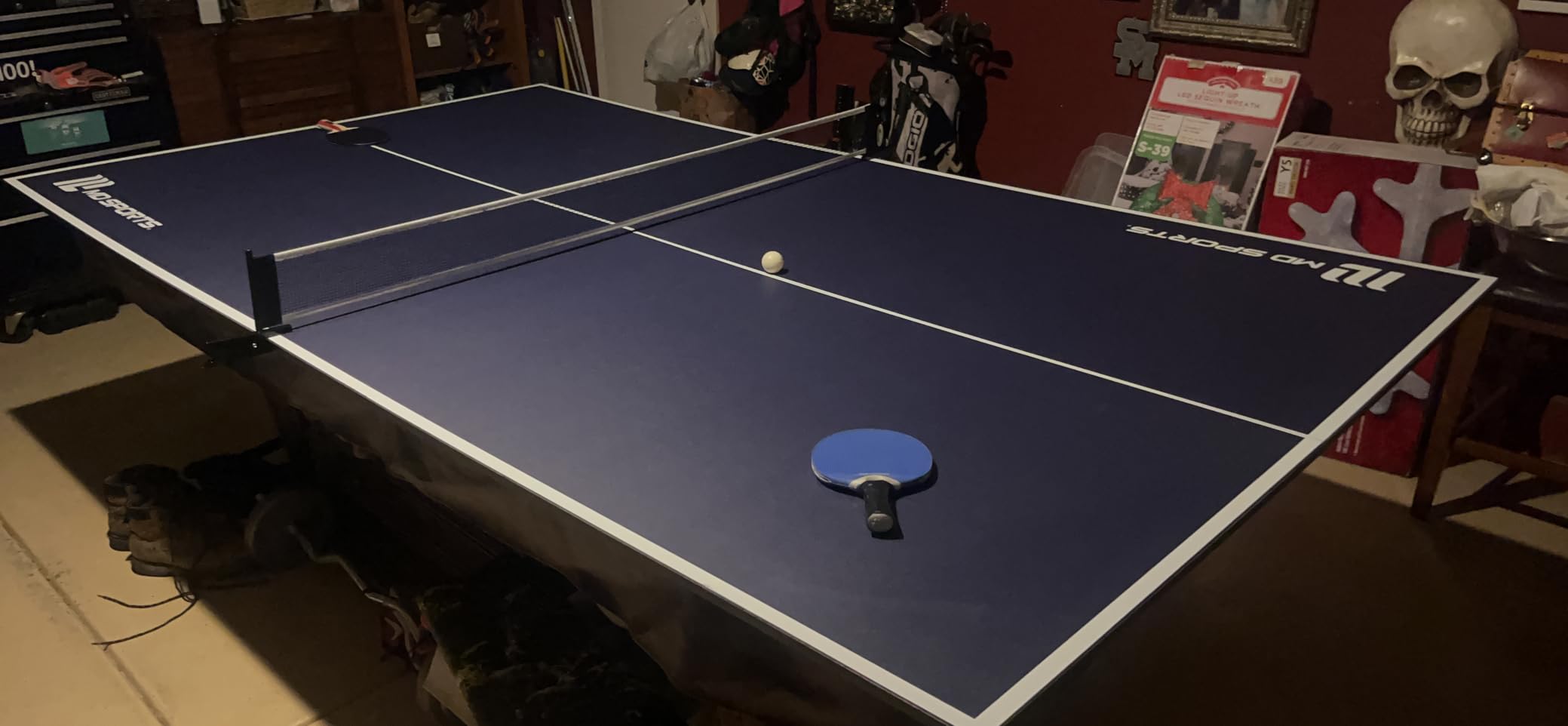 Foldable Indoor Official Size Table Tennis Conversion Top Ping Pong Tabletop with Retractable Net and Premium EVA Foam Padding Easy Storage with Fold-Up Design Double Sided PVC Finish customer photo 1