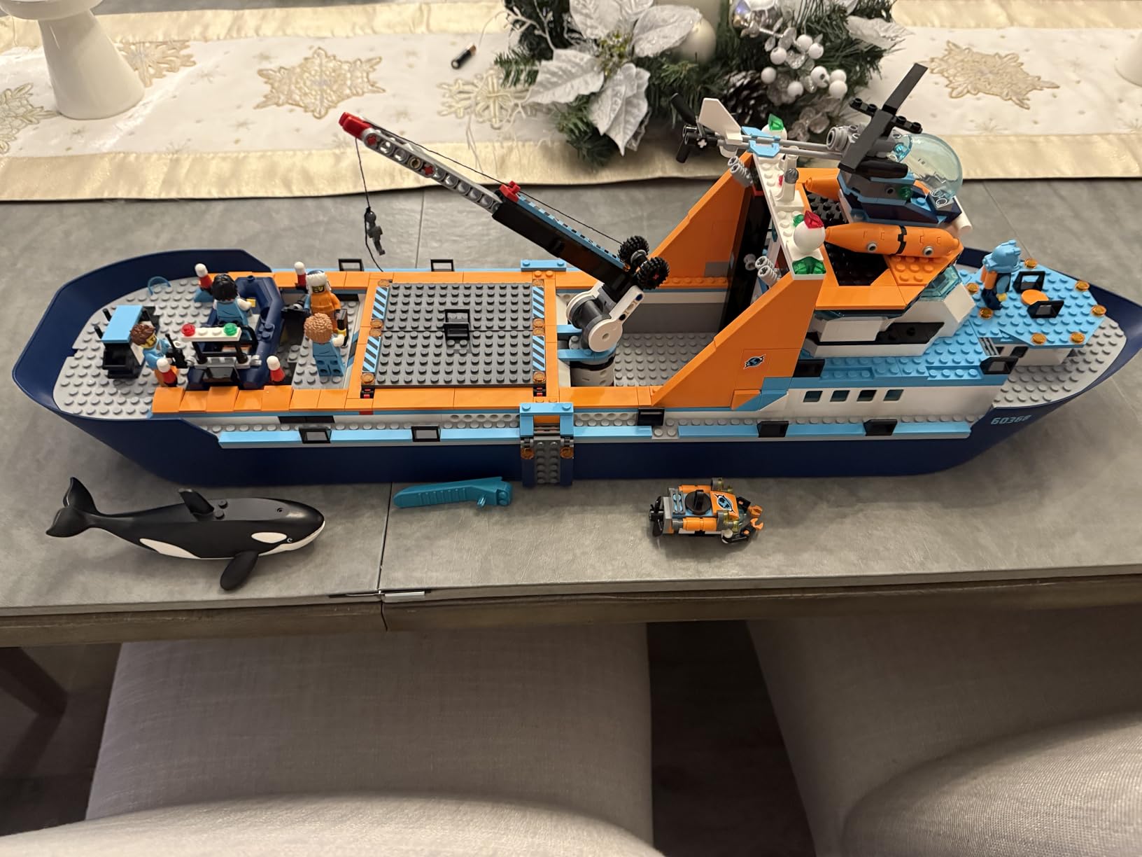 LEGO City Arctic Explorer Ship 60368 Building Toy Set, Fun Toy Gift for 7 Year Old Boys and Girls, with a Floatable Boat, Helicopter, Dinghy, ROV Sub, Viking Shipwreck, 7 Minifigures and an Orca customer photo 1