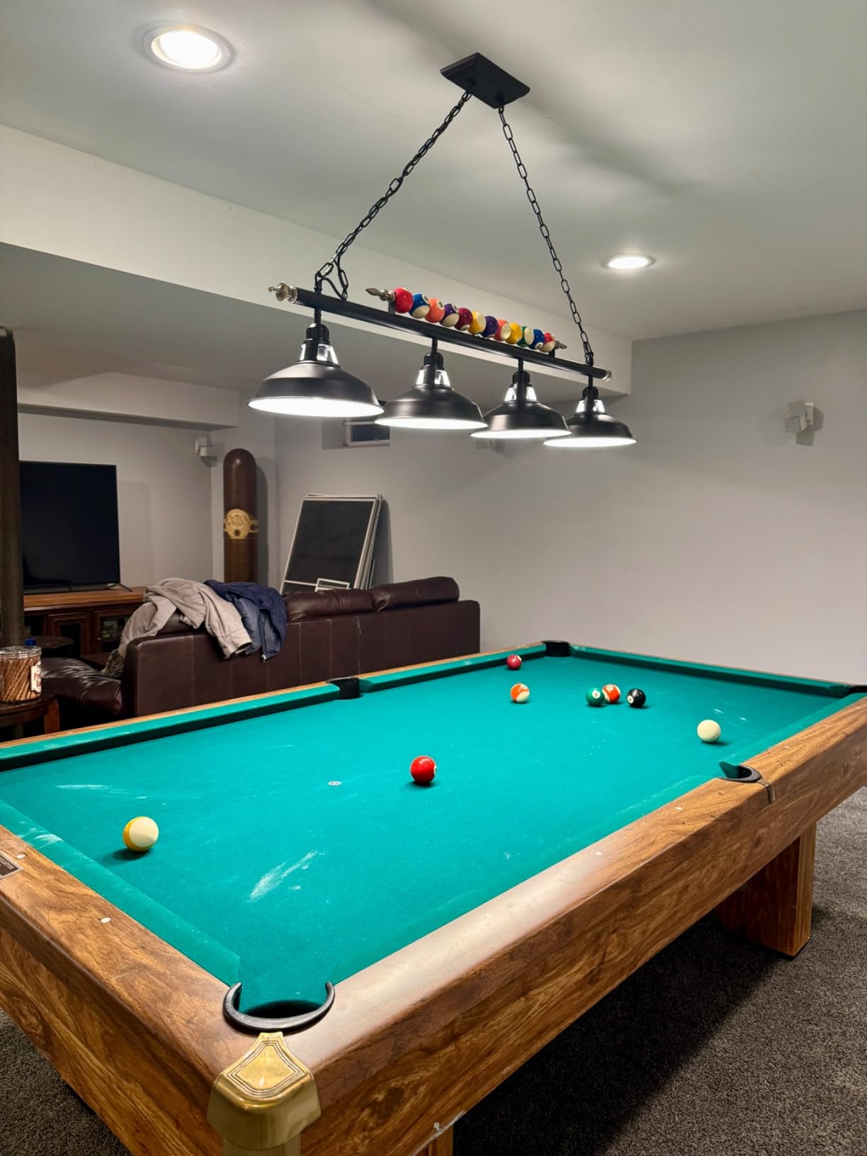 3-Light Billiard Pool Table Lights Hanging Over Pool Table, Black Matte Metal Shades with Billiard Ball Decor, for Billiards Room, Snooker Table, Kitchen Island customer photo 2