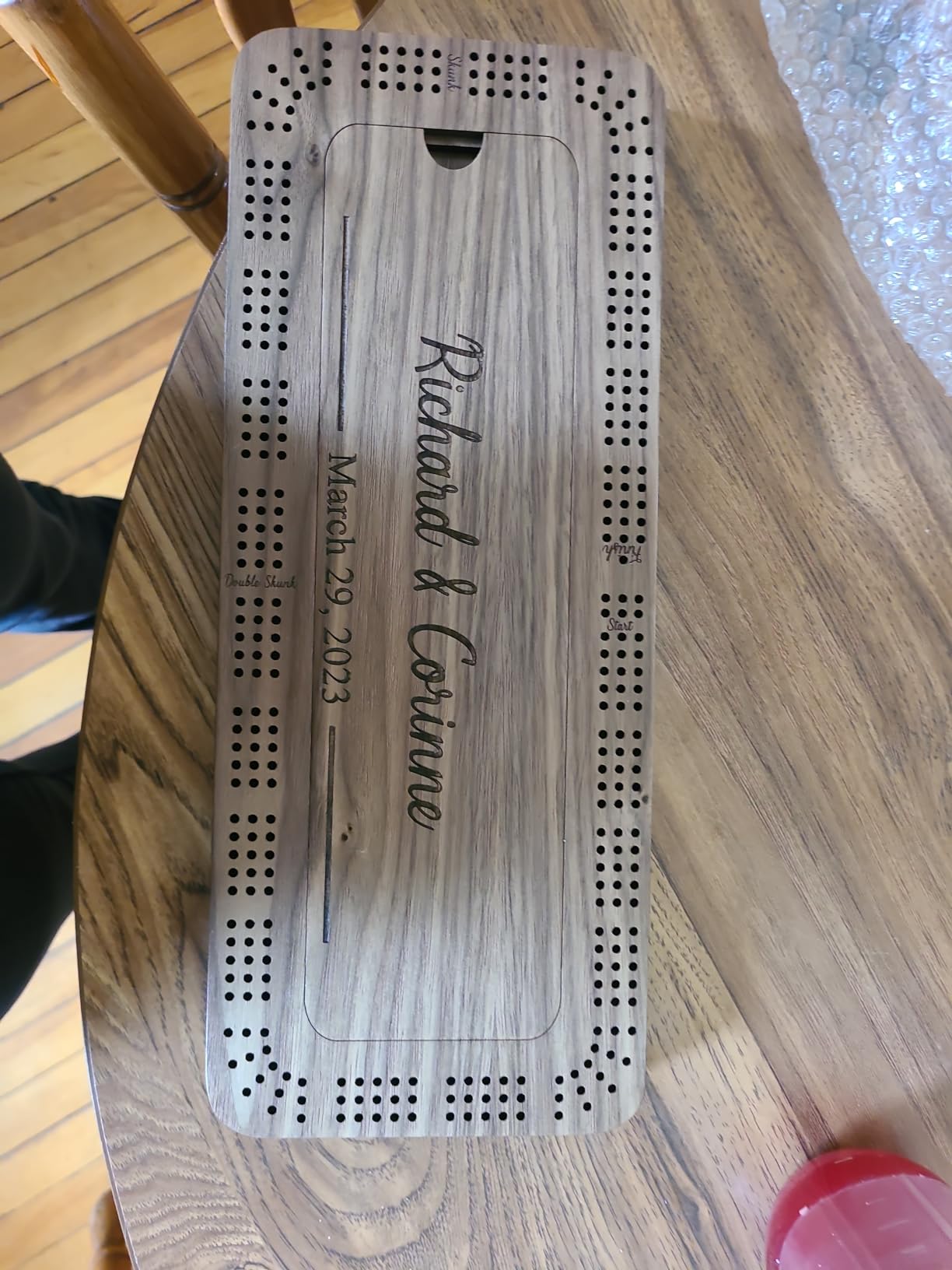 Custom Cribbage Board with Storage (Alder) customer photo 1