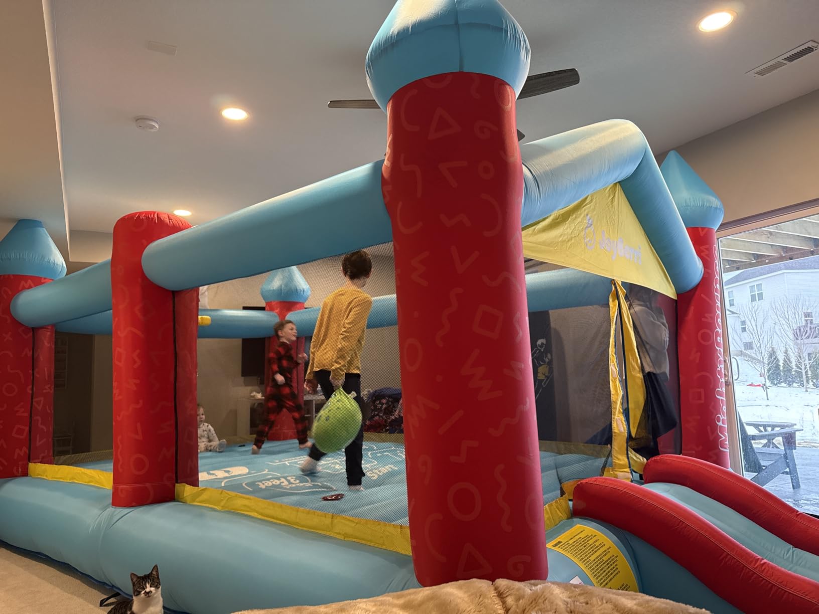 JoyBerri Mighty Bounce House with Blower - 16.8' x 8.9' Ft Extra Large Inflatable Bouncy Castle with Slide, Volleyball Net, Basketball Hoop - Kids Bounce House for Big Kids 5-12, Outdoor - ASTM Certified customer photo 2