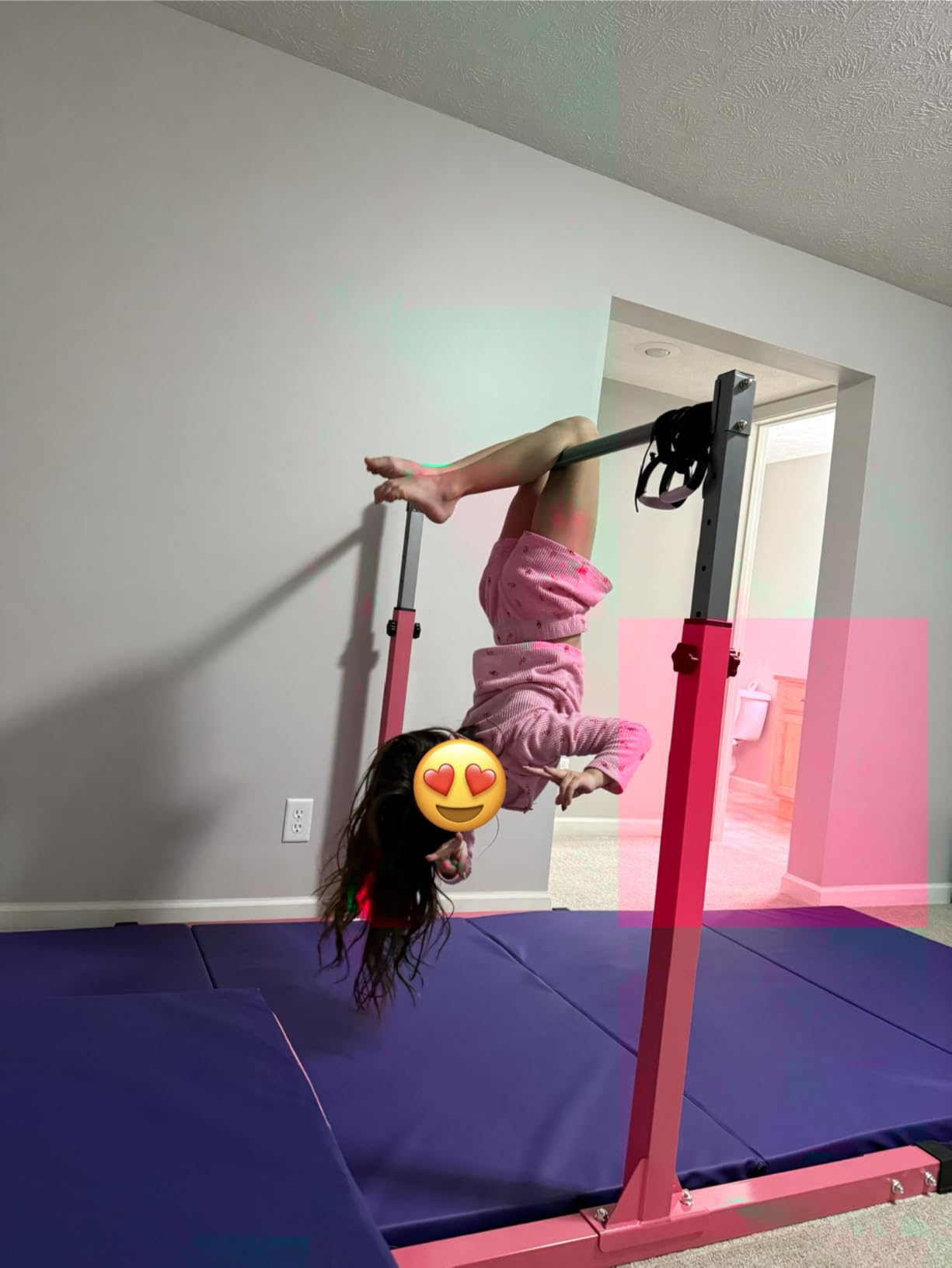 Safly Fun Gymnastics Bar for Kids Ages 3-15 | Sturdy Steel Home Gym, Adjustable Height (3 to 5 ft) with Anti-Slip Base, Easy Assembly customer photo 1