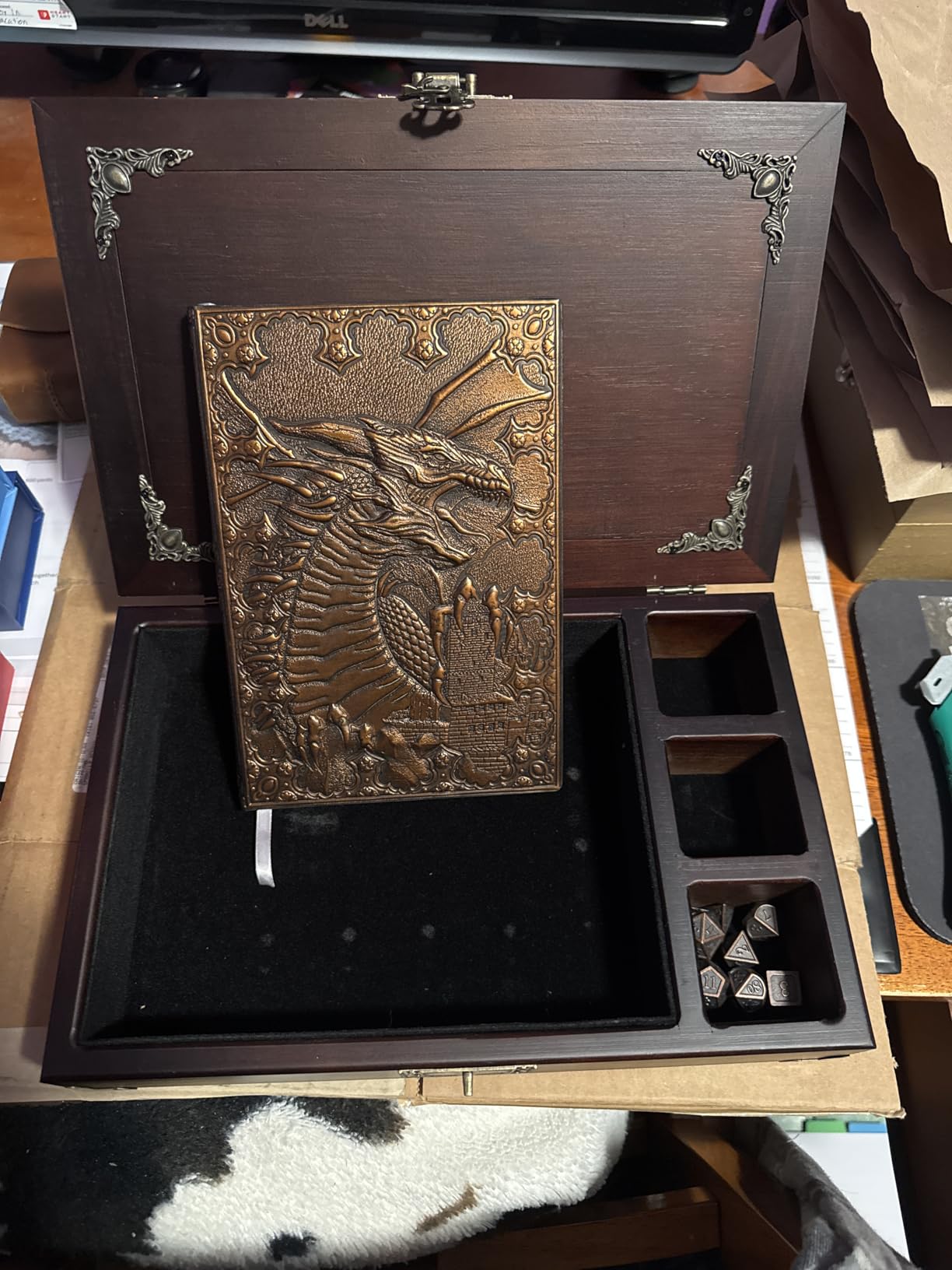 Dungeons and dragons starter set 3 in 1 - dnd dice tray with metal dnd set - dnd dice box | DND starter set with dnd journal (200 Page) - dnd starter kit for Dungeons & Dragons Players customer photo 1