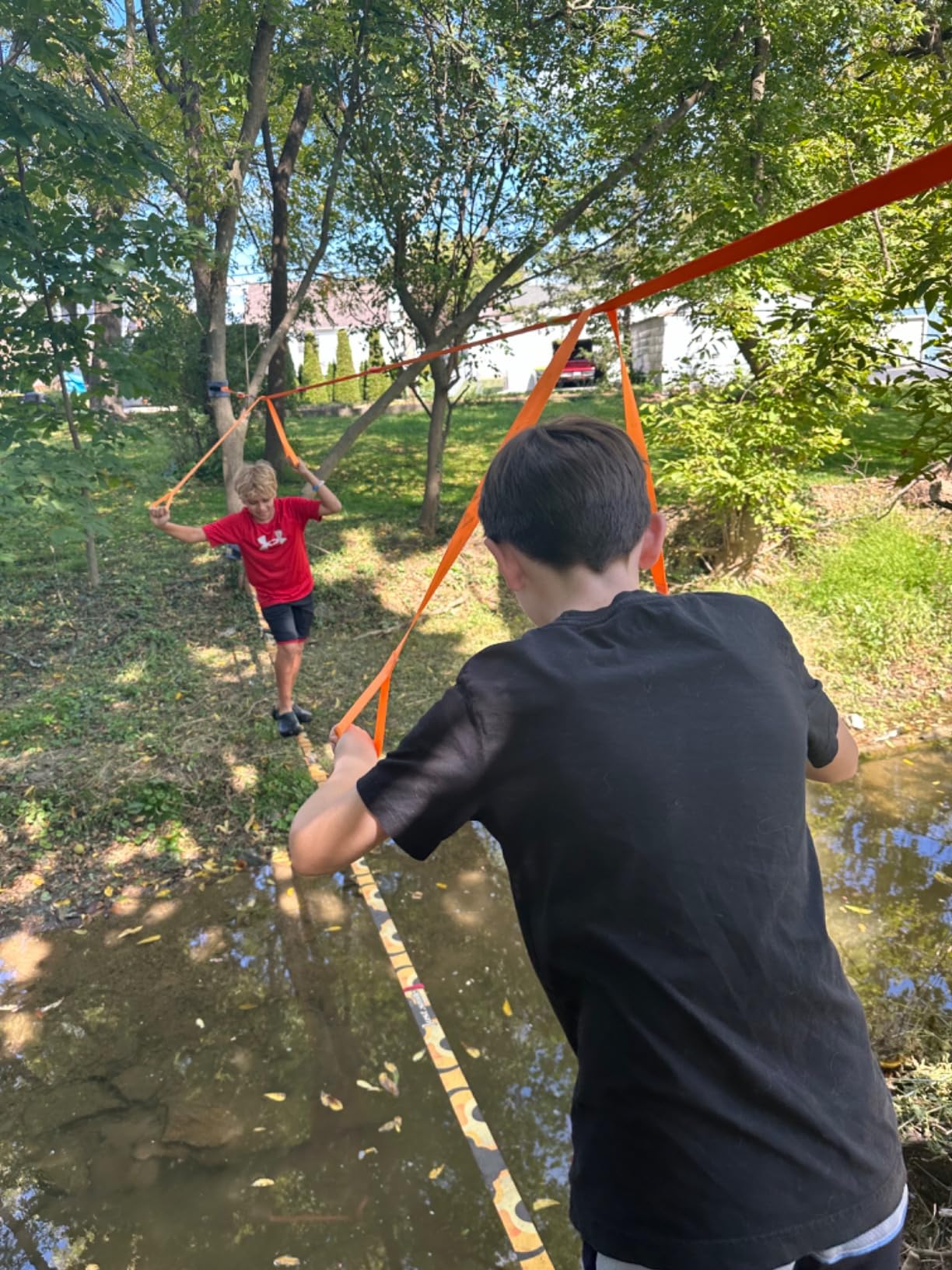 Slackline Kit Slakcline Longer 60ft with Tree Protectors Arm Trainer and Carry Bag, Slack Lines for Backyared for Kids and Adults customer photo 2