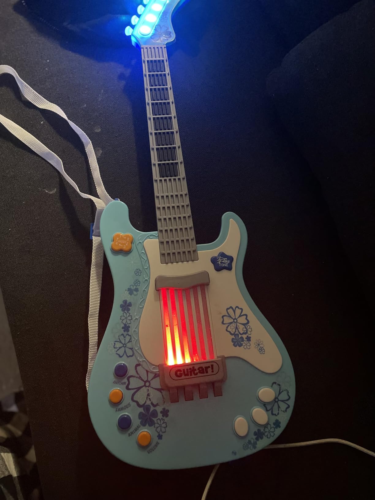 Kids Toddler Baby Childrens Electric Toy Guitar with Strap Ideal for 3 4 5 7 8 Year Old Boys Girls Gifts (Blue) customer photo 1