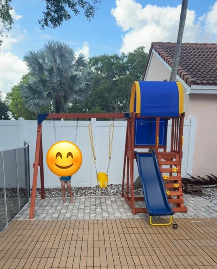 Sportspower Augusta Cedar Wooden Swing Set with Heavy Duty A-Frame & 6ft Double Wall Slide, Bonus Anchor Kit Included customer photo 1