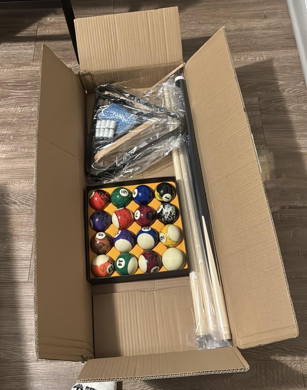 Outus 71 Pcs Premium Pool & Billiard Table Accessories Set - Pool Balls, Cue Sticks with Tips, Triangle Rack, Chalks, Brush Spot Stickers for Home Family & Beginner Practice customer photo 1