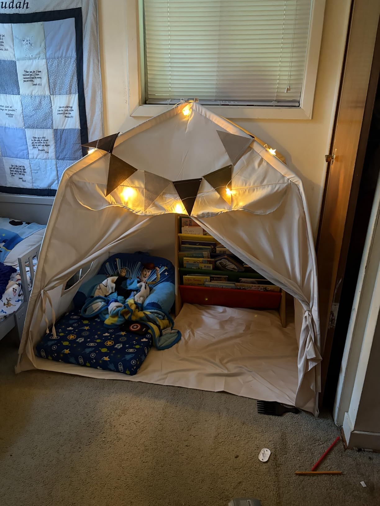 Little Dove Extra Large Kids Play Tent with Flags & Star Lights, Portable & Foldable Teepee, Boys & Girls, Indoor Outdoor JoyHut Dome Tent Playhouse customer photo 1