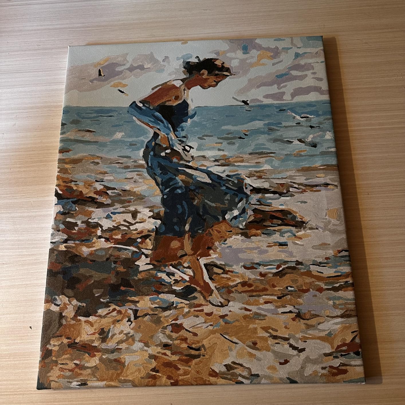 Figured'Art Paint by Numbers for Adults with Frame - Countryside Field and Blue Flowers 16x20, Canvas Already Stretched on Wooden Frame customer photo 1
