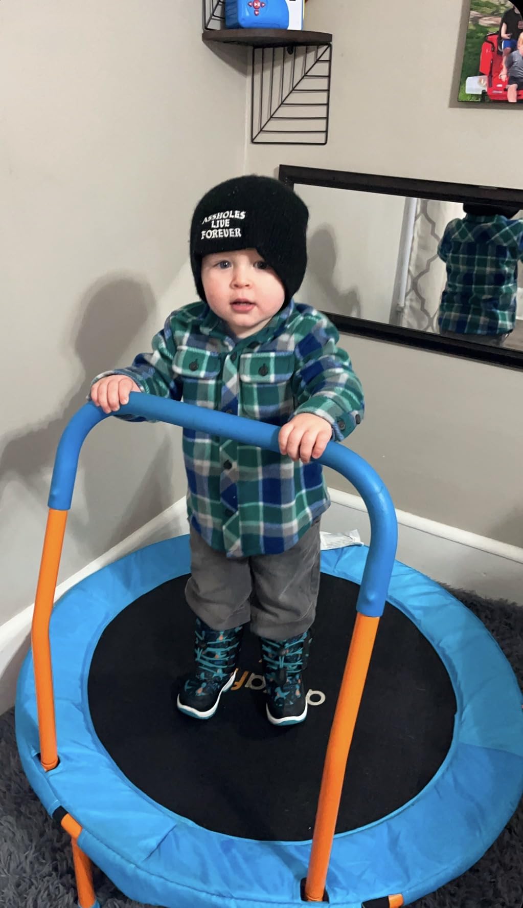 ATIVAFIT 36-Inch Toddler Trampoline with Foam Handle, Foldable Indoor Outdoor Mini Rebounder for Kids Ages 2-6 customer photo 1