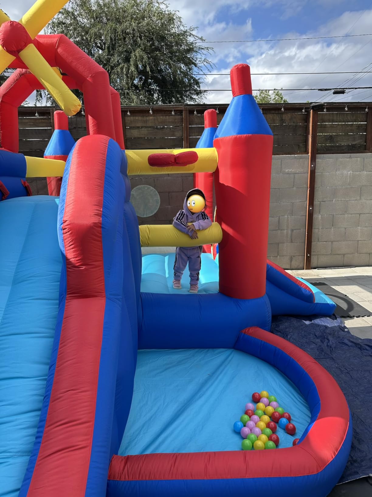 Yaheetech Inflatable Bounce House, 7-in-1 Bouncy Castle Combo w/Ball Pit & Bouncing Area & Slides & Basketball Game & Dart Game, Jump House for Kids Aged 3-10 w/Storage Bag & 470W Blower customer photo 1