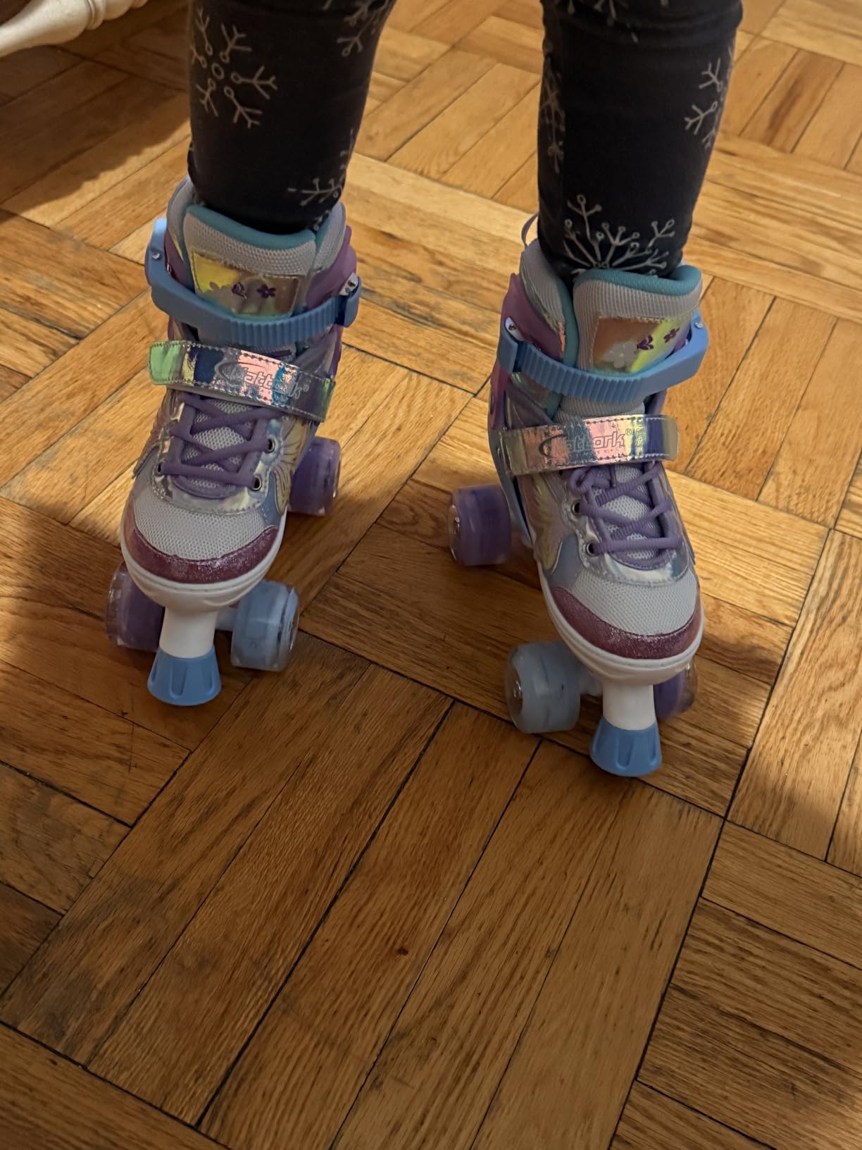 Nattork Kids Roller Skates for Girls Boys Kids, 4 Sizes Adjustable Quad Skates Butterfly and Flower with All Light up Wheels - Birthday Gift for Indoor Outdoor Sports customer photo 2