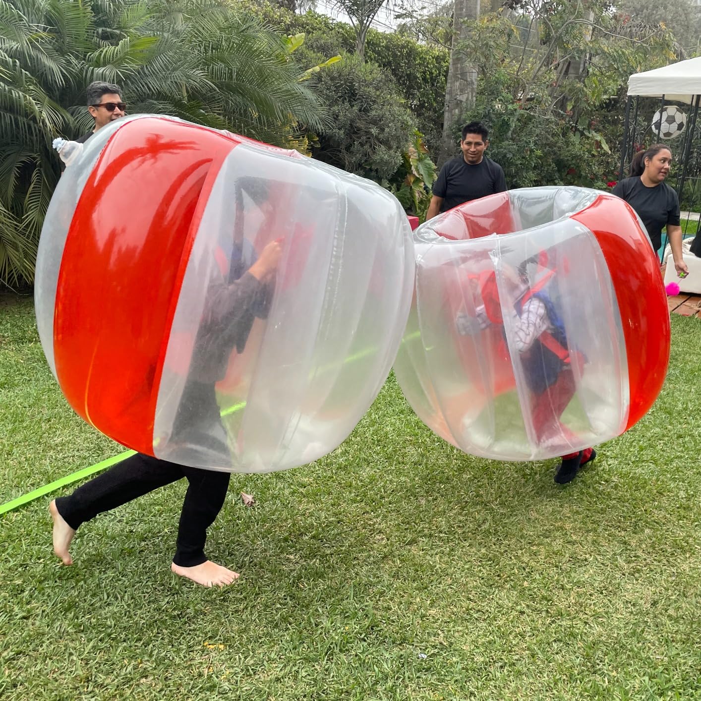 ZHUYNXIR 2 PC Sumo Ball for Adults, Bumper Bounce Balls for Kid, Inflatable Bounce Ball for Kid, Body Zorb Ball for Kids Outdoor Team Gaming Play (48 in,Blue+Red) customer photo 1
