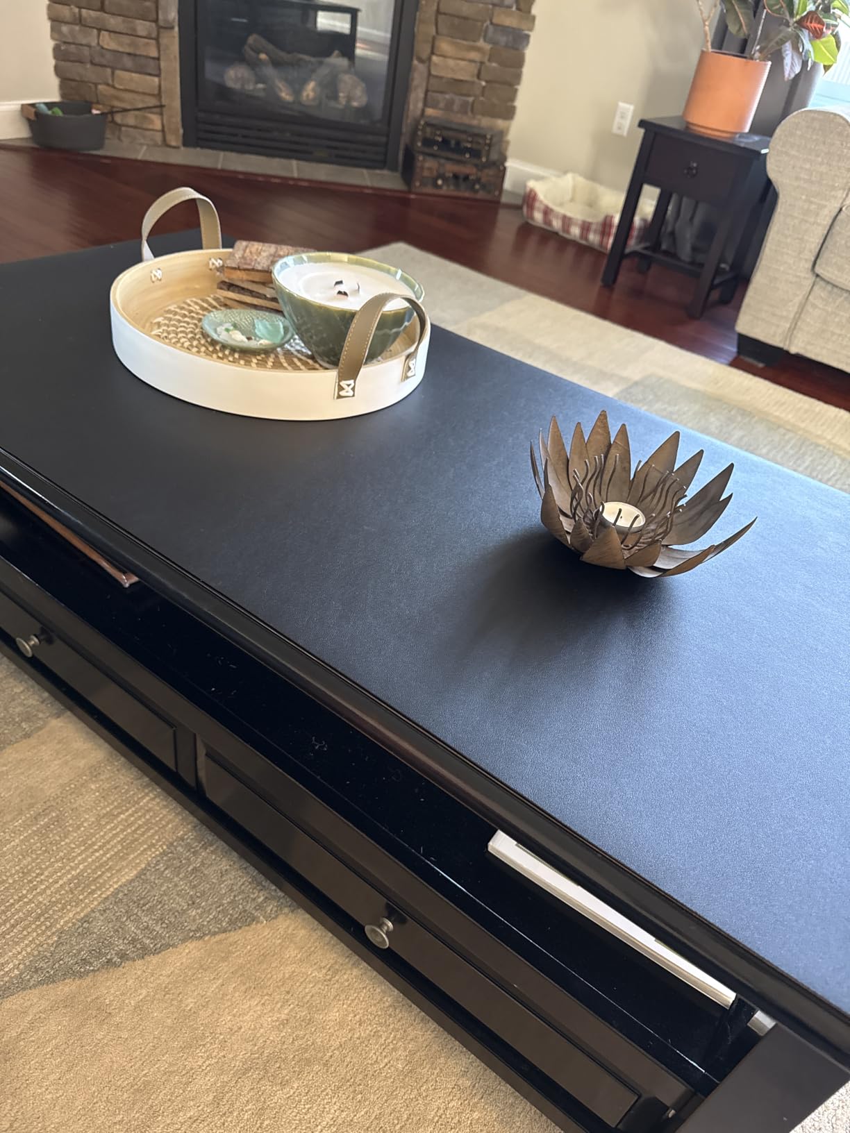 Faux Leather Table Cover, 1.8mm Thick, 48x72 Inch Table Protector for Dining Room Table, Rectangle Tables (Brown+Gray, 48x72) customer photo 2