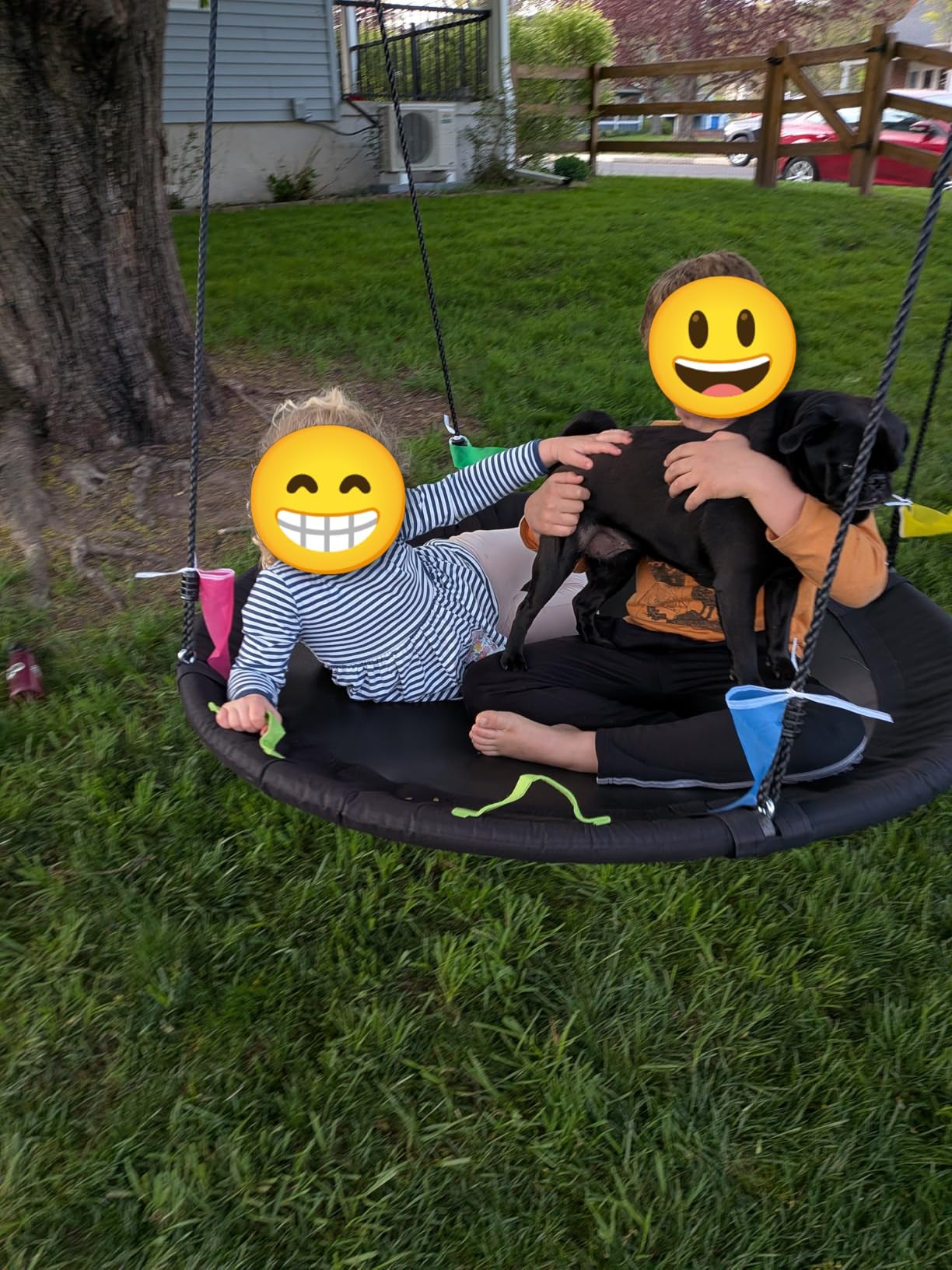 HeyZoo 48 inch Tree Swing, Larger Saucer Flying Swing for Whole Family, 900lbs Weight Capacity, with Adjustable Hanging Straps, for Outdoor Backyard, Gifts for Kids, Black customer photo 2