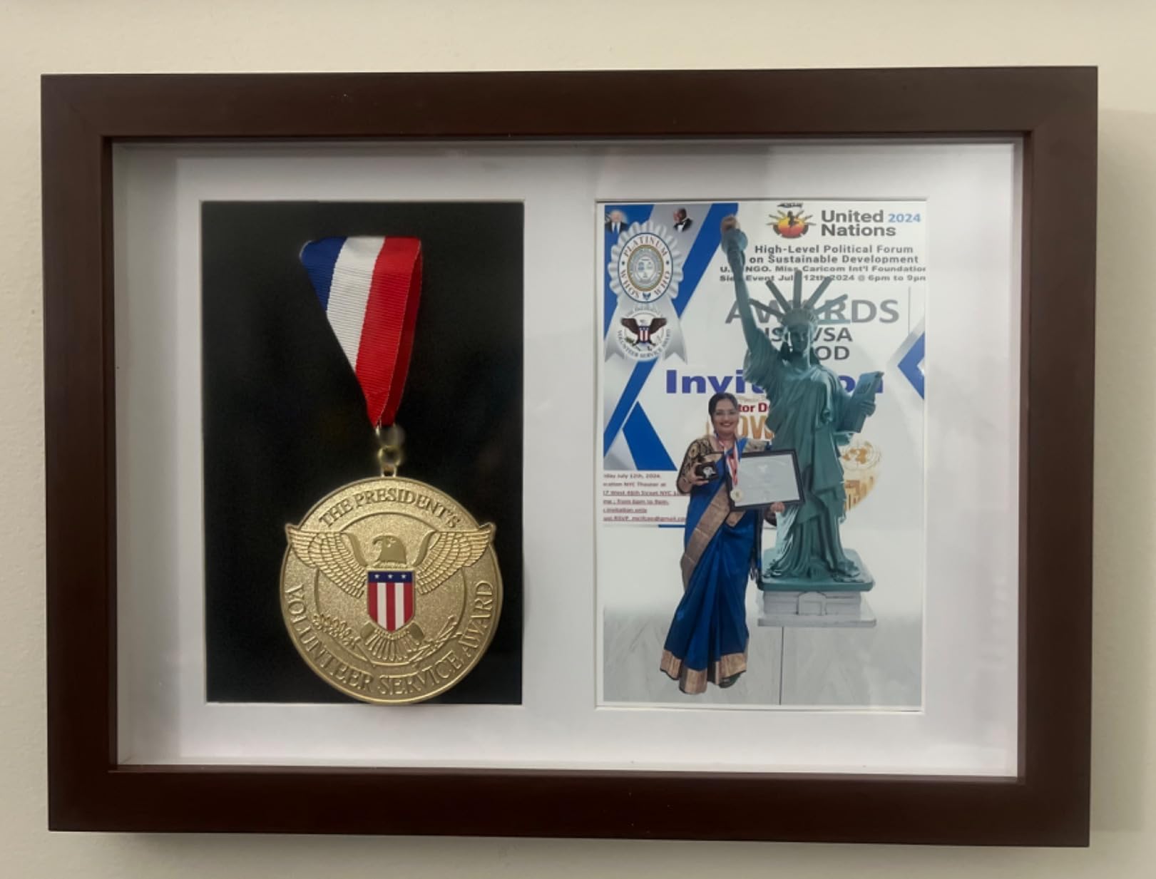 Hacaroa Medal Display Shadow Box, Single Medal and Photo Display Frame Case, Wood Marathon Medal Storage Box for Runners, All Sports Winners, Military Awards, Black customer photo 1