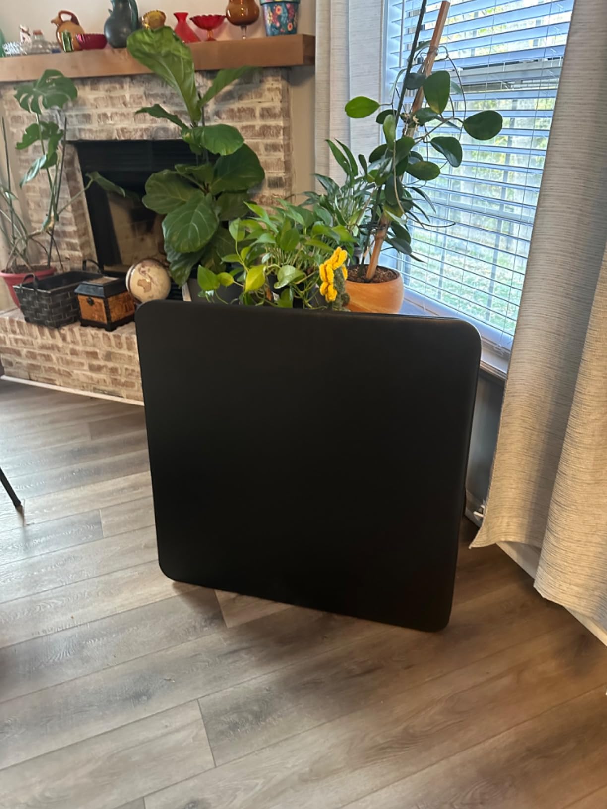 VECELO Folding Card Table and Chair Set of 5 Portable with Padded Tabletop, No Assembly Required, Black customer photo 2
