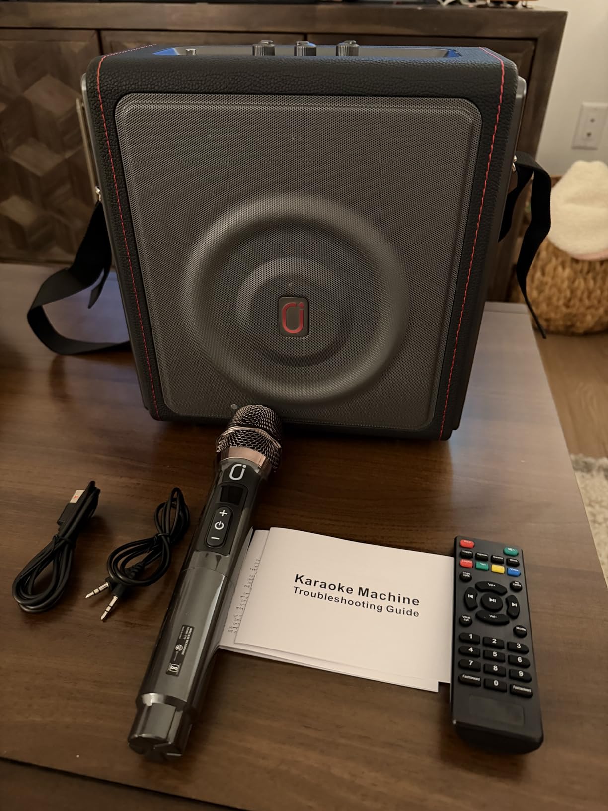 Karaoke Machine, Portable Bluetooth 5.3 Speaker with 2 Wireless Microphones for Adults, 200W Retro Leather PA System with Pitch Correction, Supports TV/TWS/TF Card/USB/AUX/Live customer photo 1