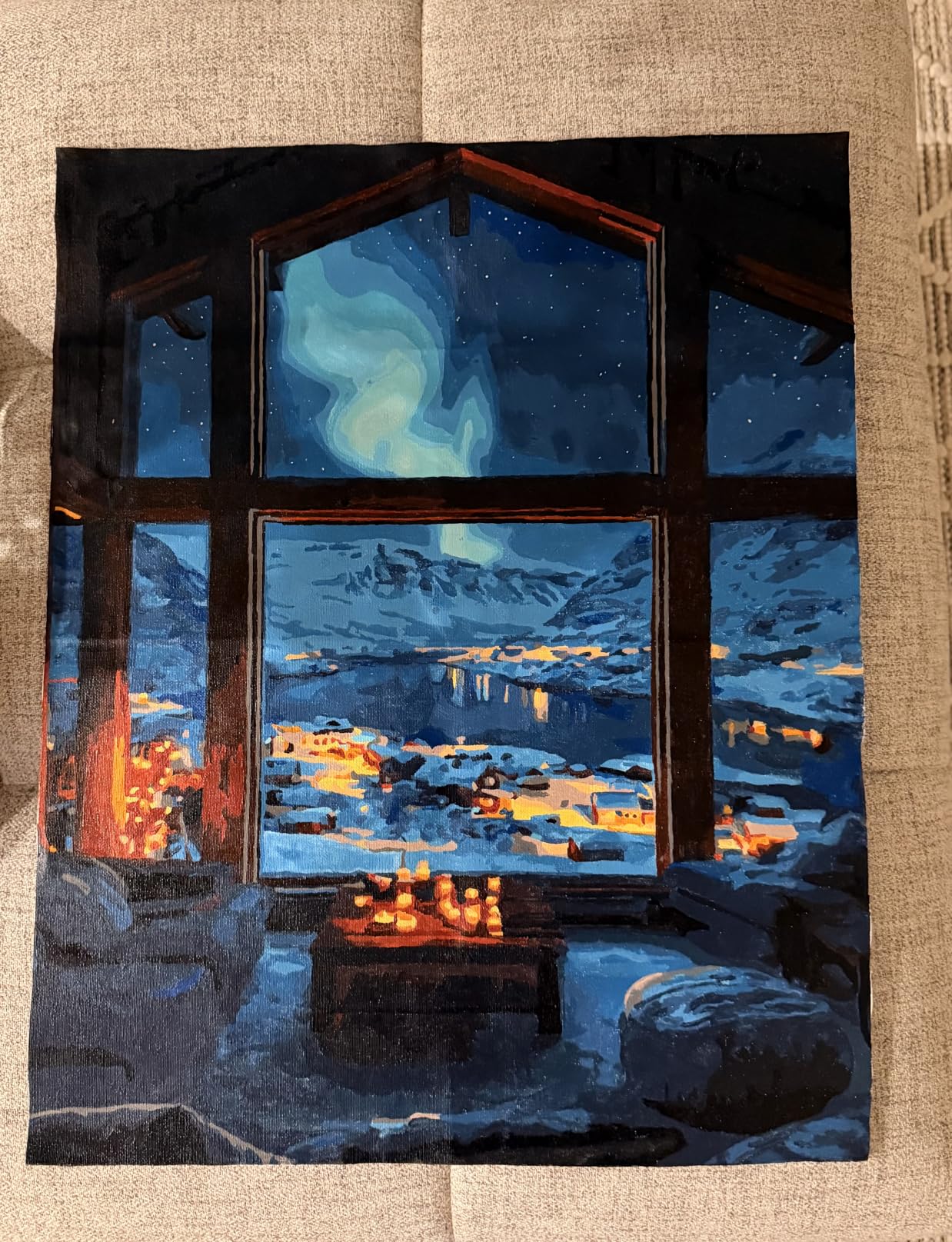 Fountor Paint by Numbers Kit for Adults Beginner - Countryside Sunset Riverside Cabin Oil Paint by Numbers 16x20 (Without Frame) customer photo 1
