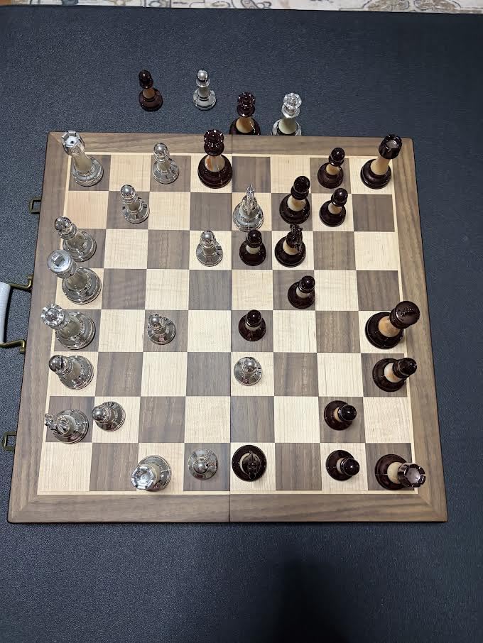 Deluxe Chess Set 16.5'' Wooden Large Folding Chess Board Game with Handle, Weighted Acrylic Chess Pieces - 3.5