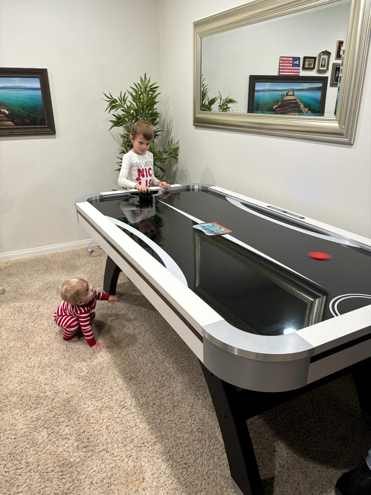 Freetime Fun Air Hockey Table 7 ft Game Table for Adults Light Up - Full Size Arcade Air Powered Indoor LED Hockey Table for Game Room customer photo 2