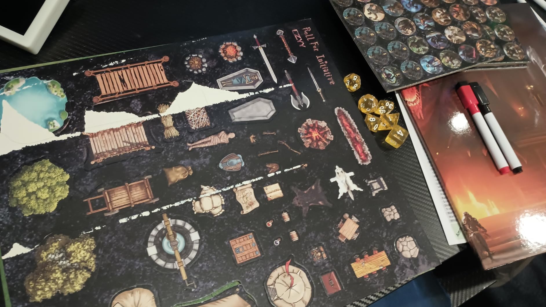 Foldable Battle Mat with DM Screen, Game Tokens, Dice Set - 2-Sided Wet & Dry Erase Terrain, Ultimate DND Starter Set, Accessories, Gift for Dungeon Master & Player customer photo 1
