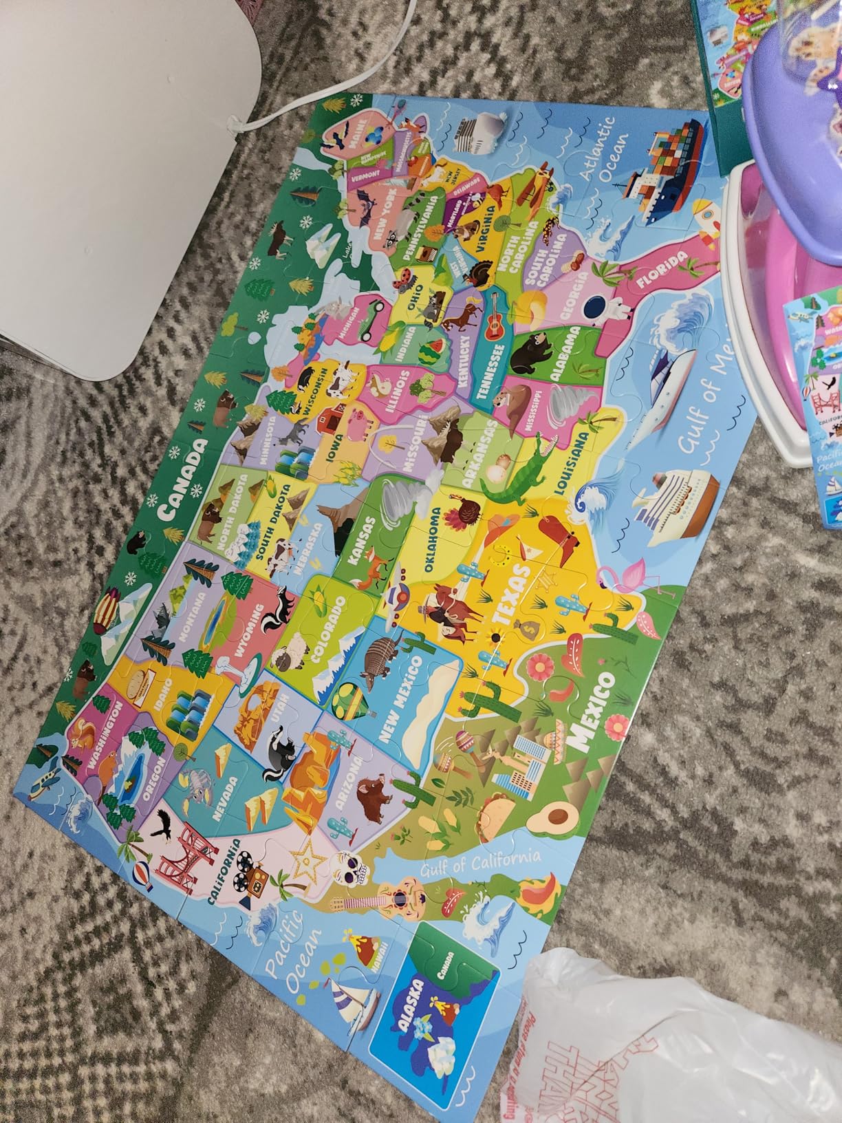 QUOKKA Giant Floor Puzzles for Kids Ages 4-6 - 2x3 Feet Extra-Thick 48 Pieces Toddler Puzzles for Kids Ages 3-5 - USA Map Educational Activity for Boys Girls 4-8 - Premium Box with Handle & Magnetic customer photo 1
