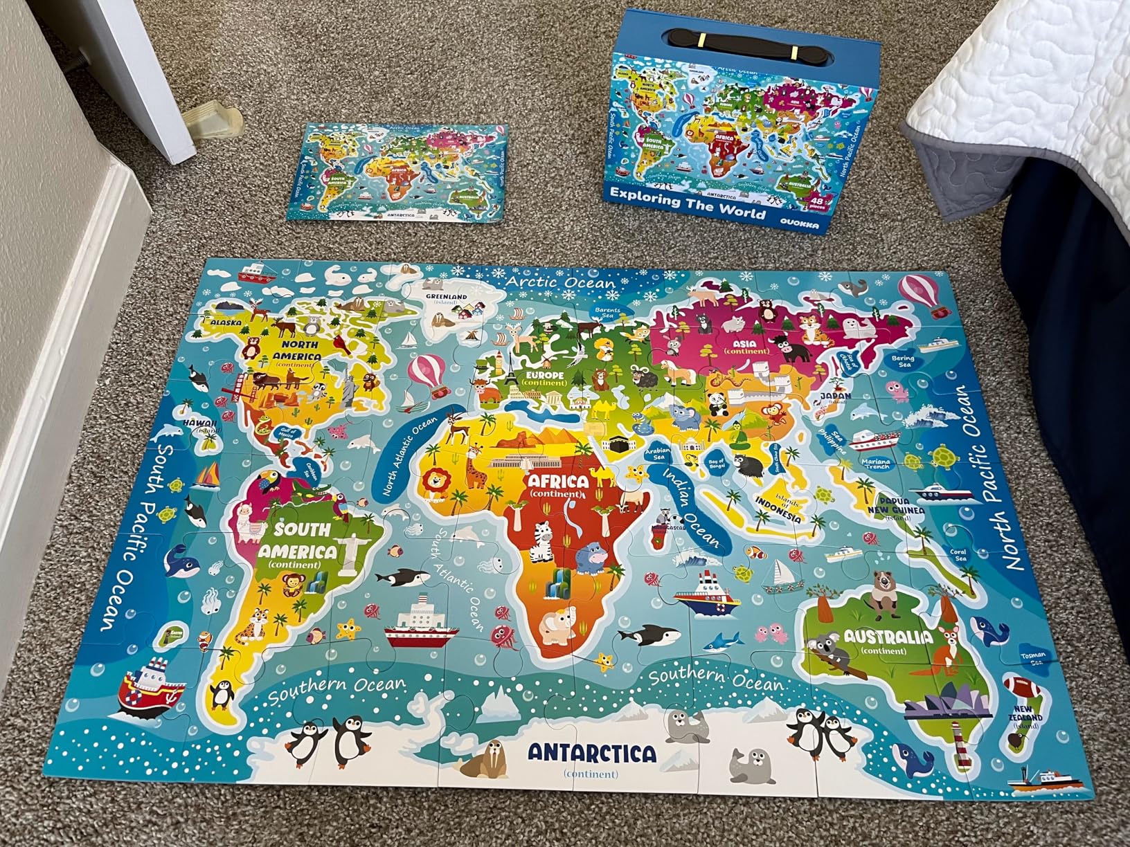 QUOKKA Giant Floor Puzzles for Kids Ages 4-6 - 2x3 Feet Extra-Thick 48 Pieces Toddler Puzzles for Kids Ages 3-5 - USA Map Educational Activity for Boys Girls 4-8 - Premium Box with Handle & Magnetic customer photo 2