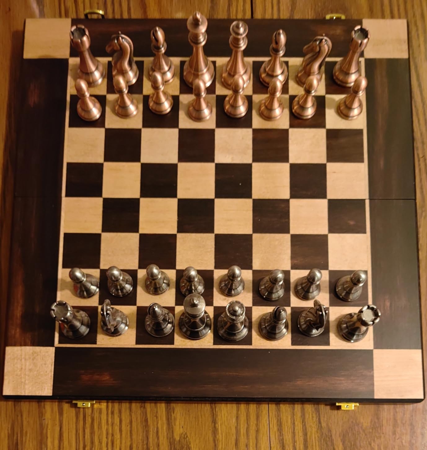 15-Inch Large Metal Chess Set for Adults and Kids with Metal Chess Pieces - Foldable Wooden Board with Storage, Portable Classic Game Set for Travel & Home, Elegant Gift for Chess Enthusiasts customer photo 2