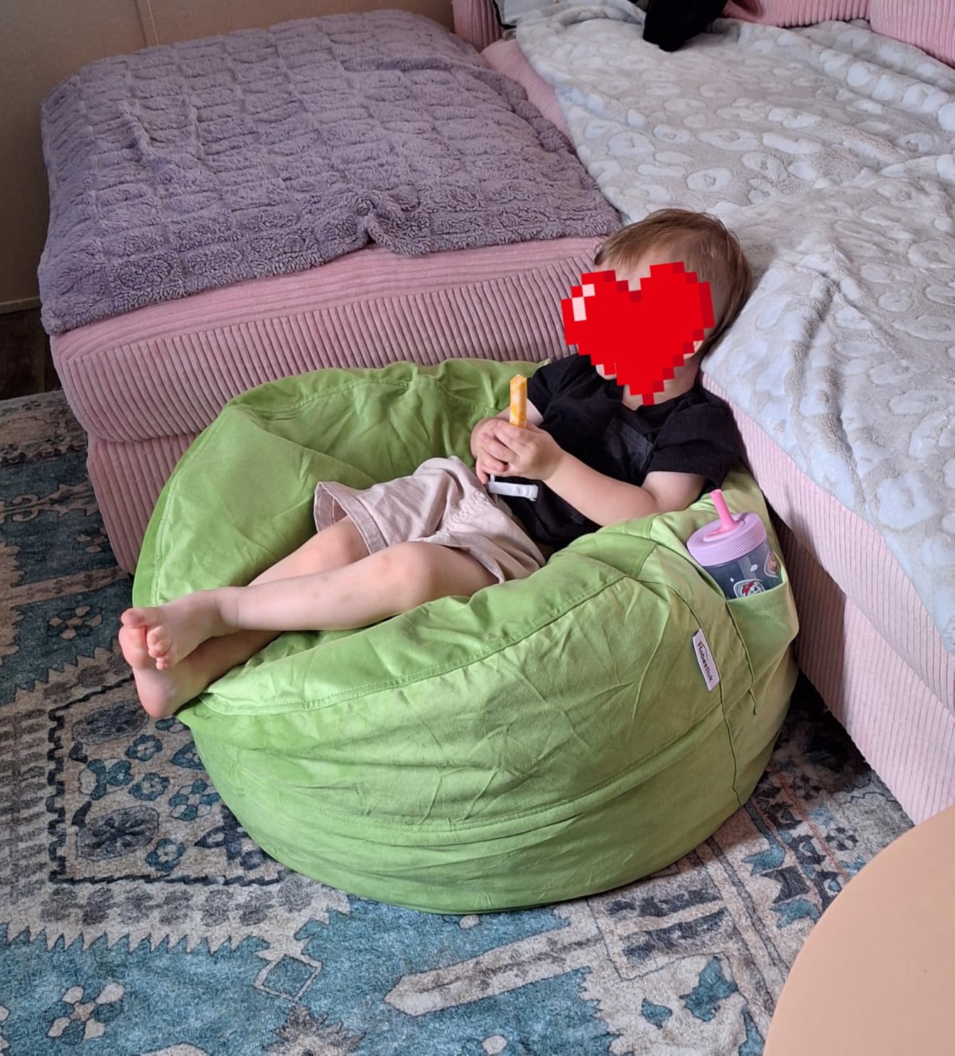 Hobestluk Bean Bag Chairs 2.5FT Bean Bag Chair with Memory Foam Filled & Machine Washable Cover,Beanbag Chair, Small Bean Bag Chairs for Playroom, Living Room, Bedroom customer photo 1