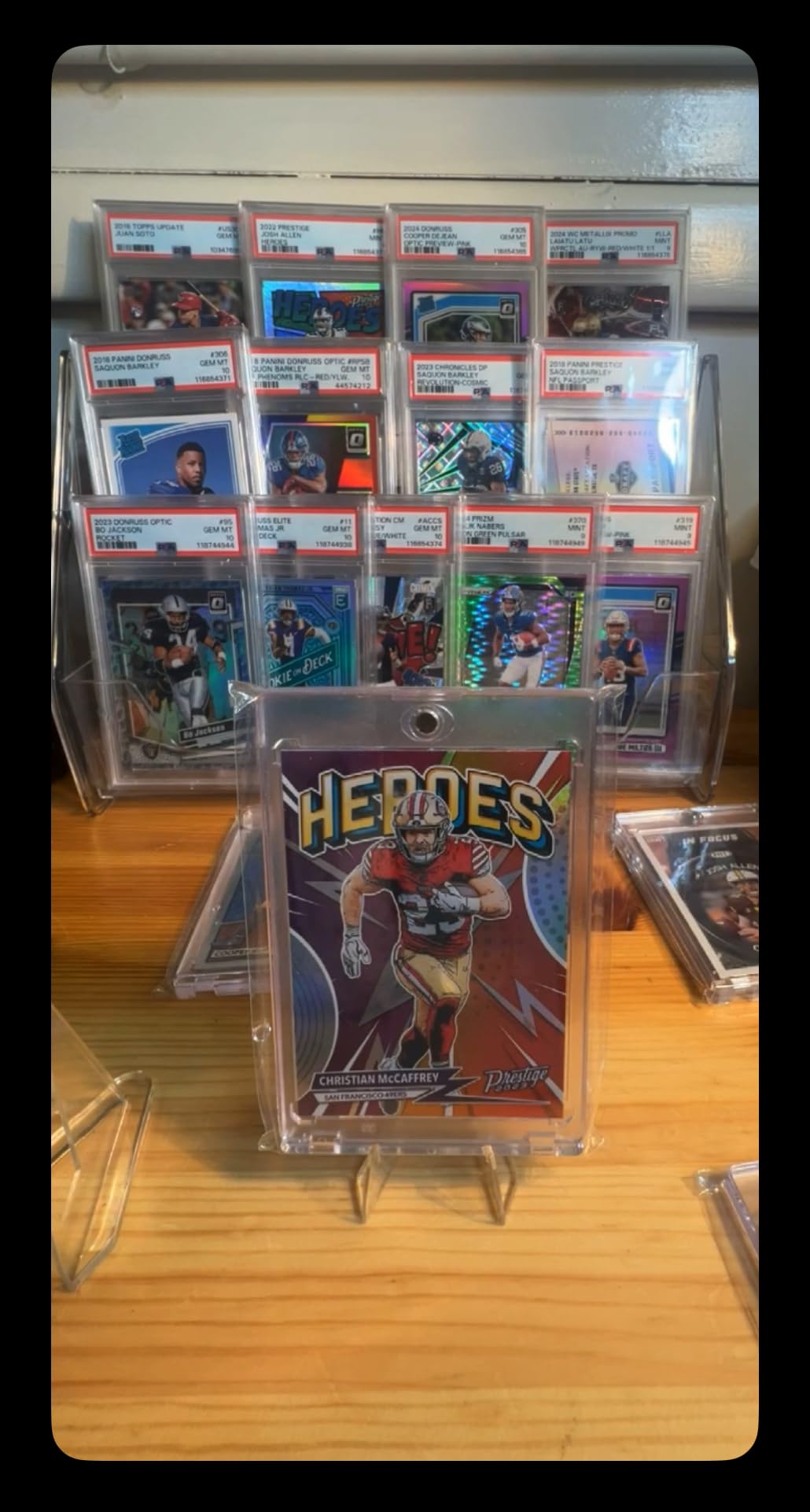 Trading Card Display Stand, Vertical Holder for Baseball Basketball Sports Graded Card Display Stand Tabletop for PSA BGS SGC Slabs, Snap-On Assembly(5 Tier, 1 Pack) customer photo 2