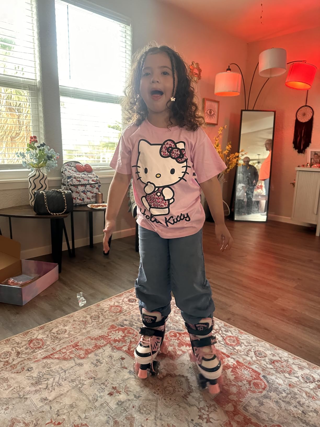 NEMONE Mermaid 4 Size Adjustable Light up Roller Skates for Girls, Purple Blue Skates for Toddlers, Beginner Kids Butterfly Roller Skates Indoor Outdoor customer photo 2