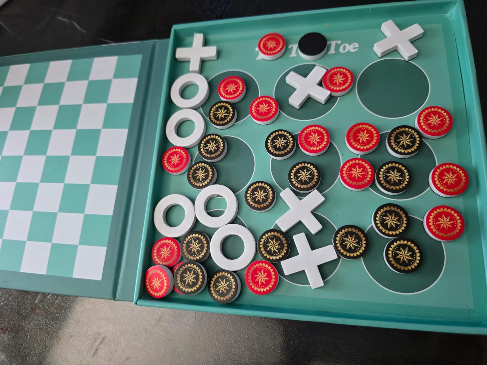 2-in-1 Magnetic Checkers & Tic-Tac-Toe Board Game | Travel Activities for Kids | Foldable Plane and Car Games | Family Fun Travel Essentials for Boy and Girl Over 3 Years customer photo 2