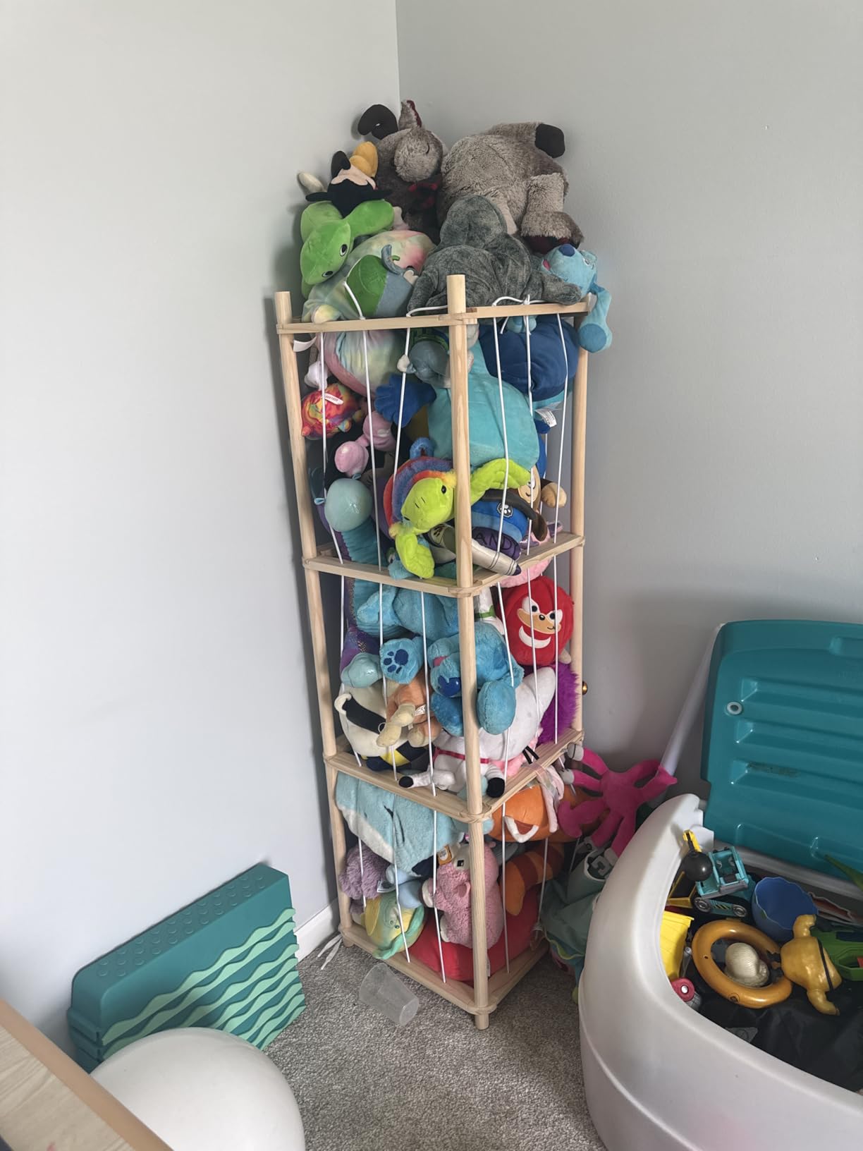LAMU Stuffed Animal Storage, Wooden Zoo Stuffed Animal Holder with Elastic Cords, Space Save Toy Organizer, Extra Large Capacity Stuffed Animal Organizer for Playroom, Bedroom, Nursery customer photo 2