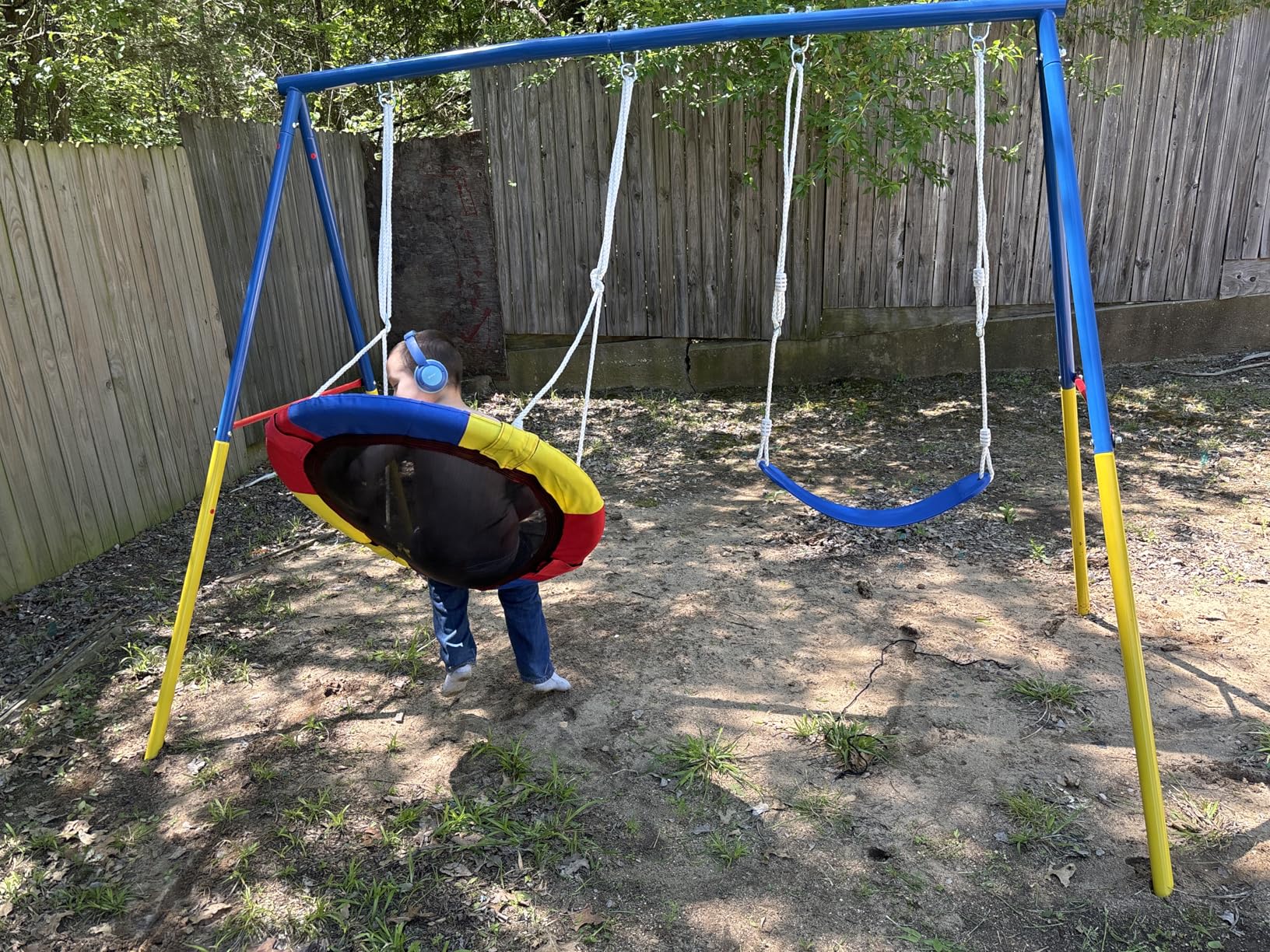 Swing Set for Backyard with Stand, Swing Heavy Duty 440lbs Metal Outdoor Swing Stand, Contain 1 Saucer 32