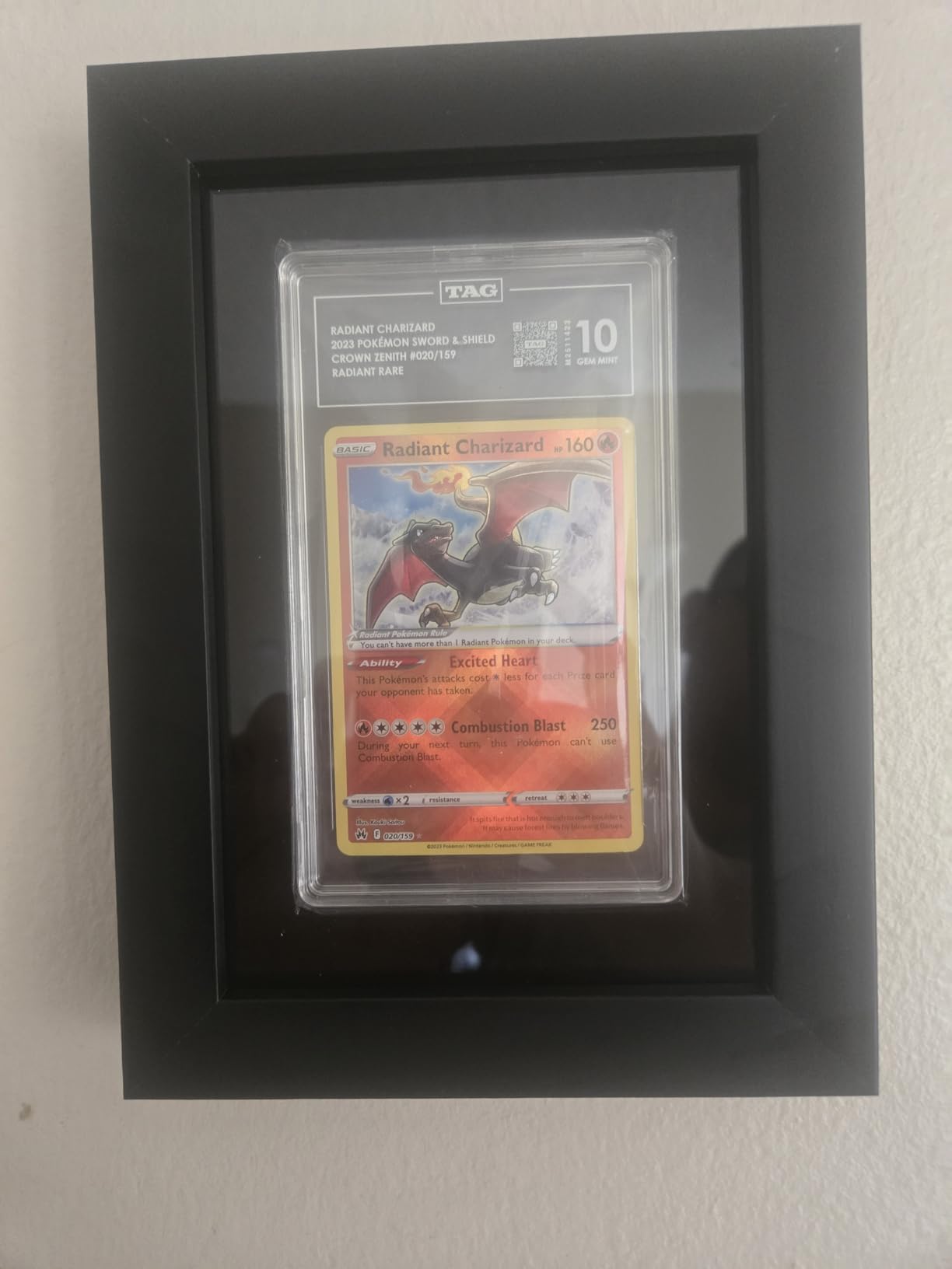 Single Graded Card Display Frame - Compatible with PSA, CGC, TAG Slabs, Solid Wood Frame with Black Velvet EVA, 8.1