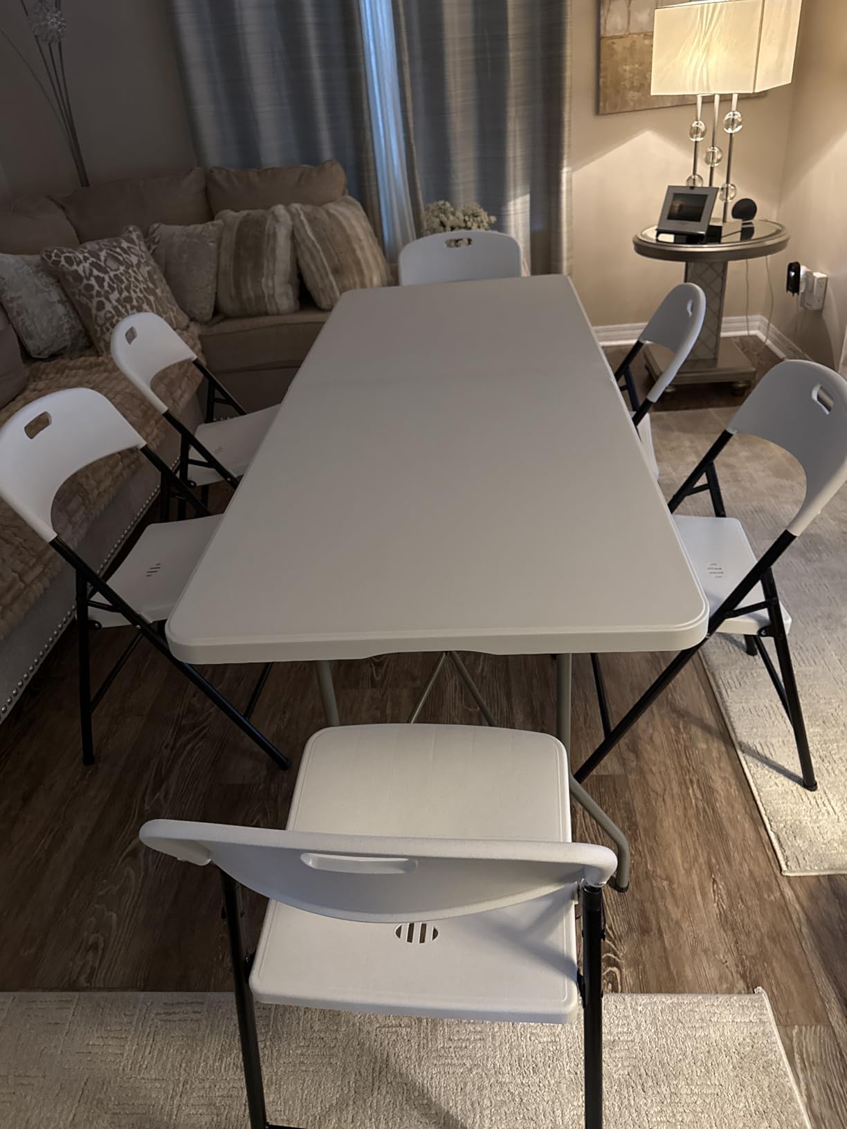 4FT Folding Table Set with 4 Folding Chairs, Heavy Duty 400 lbs Table & 330 lbs Chairs, Portable Folding Furniture Bundle for Camping, Party, Indoor & Outdoor Use customer photo 2