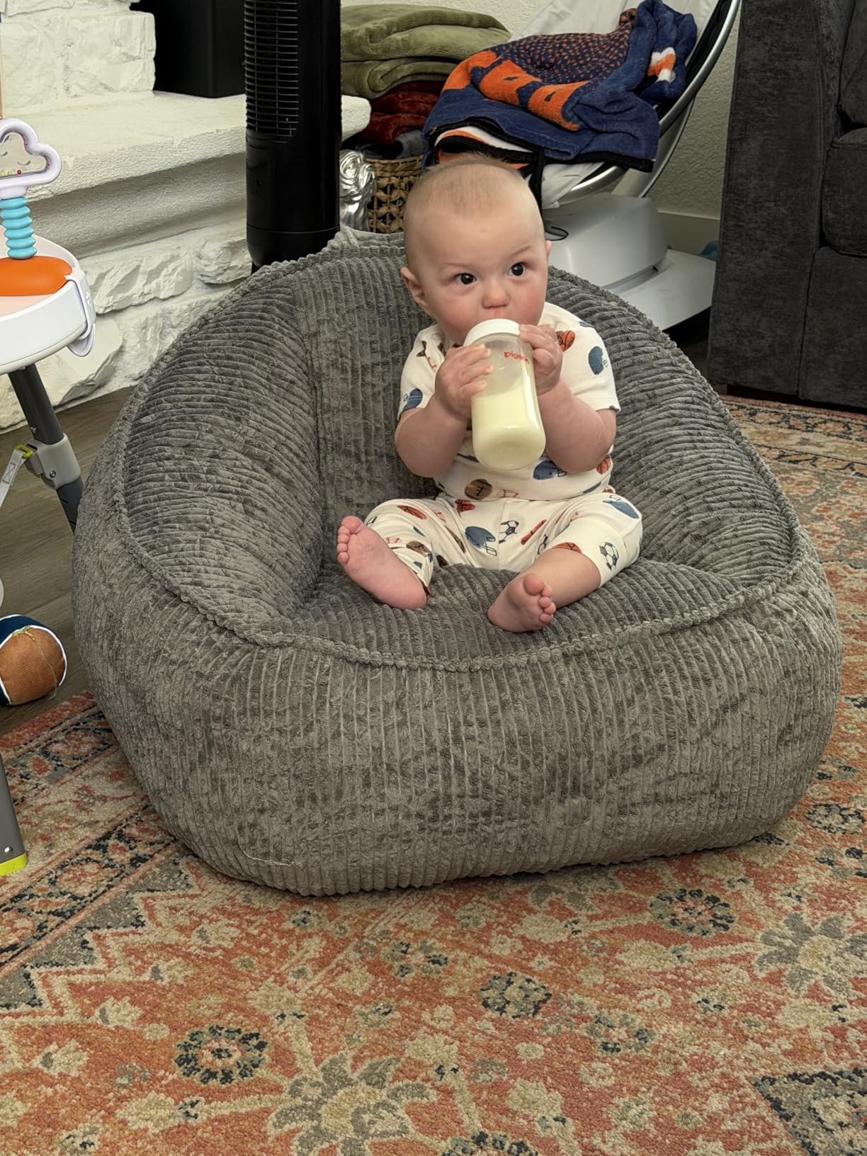 HUGHEAVEN Bean Bag Chairs for Kids, Toddler Bean Bag Chair, Comfy Cozy Reading Chair & Stuffed Toddler Floor Sofa, Soft Beanbag Chairs for Boys and Girls, Lazy Floor Seat for Gaming and Reading, Beige customer photo 1