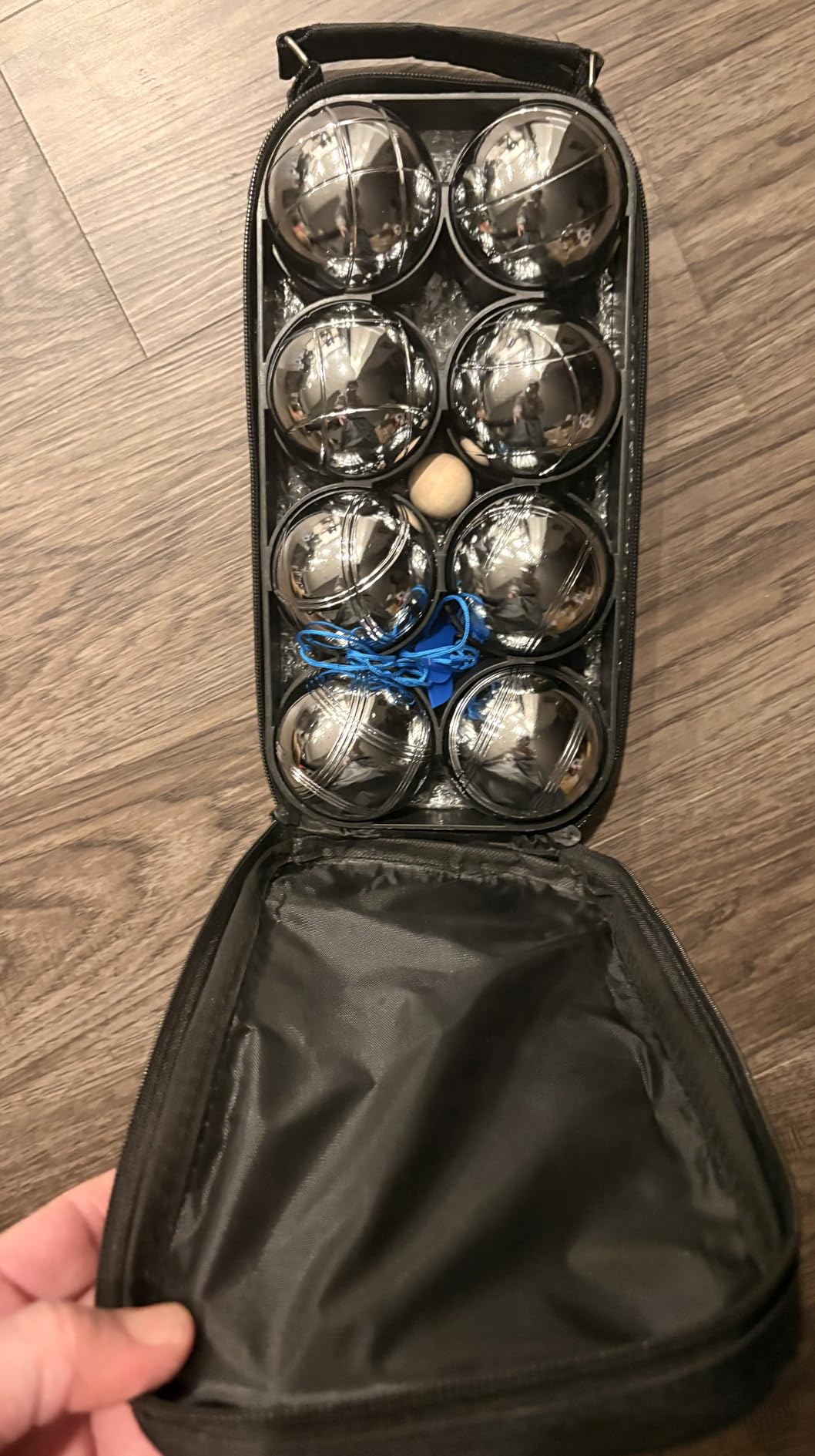 WodGod Petanque Game Set - 8 Stainless Steel Balls with Carry Case, Target Ball & Measuring String, Classic Petanque Game Set for Lawn, Beach & Backyard - Outdoor Family Bocce Ball Fun customer photo 1