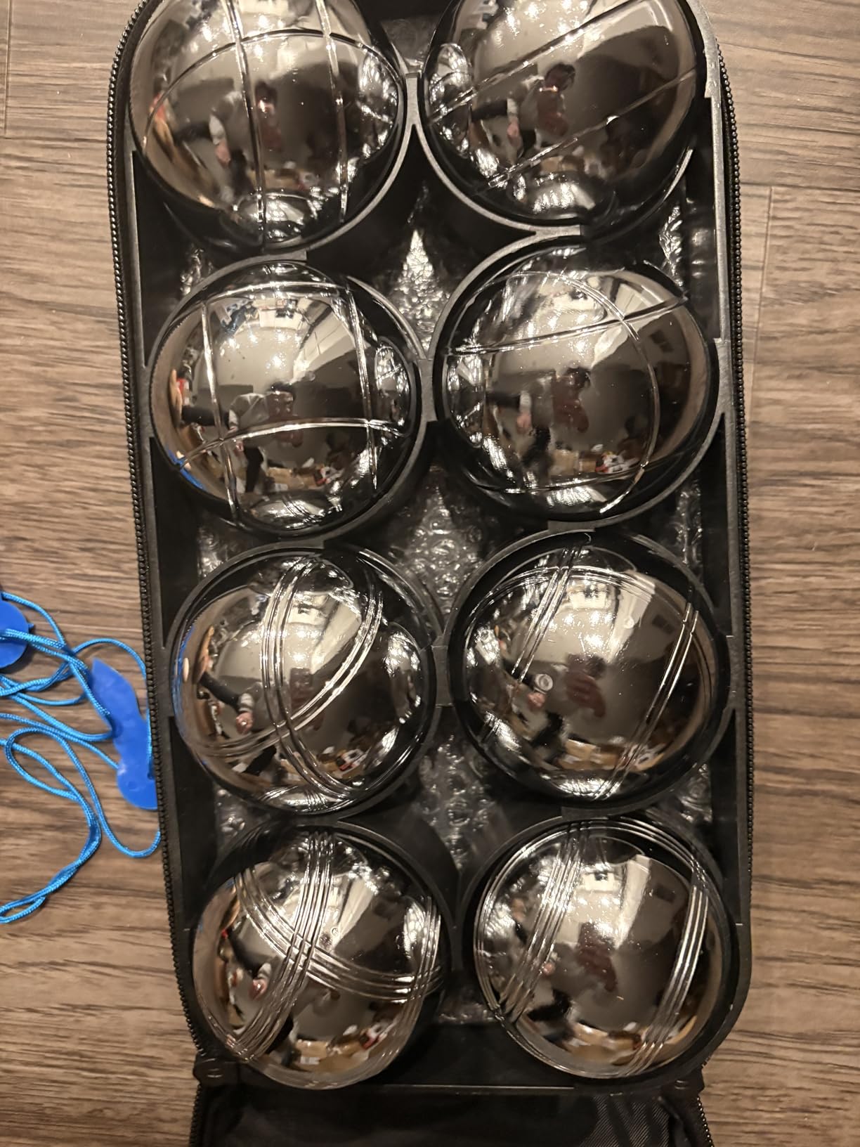 WodGod Petanque Game Set - 8 Stainless Steel Balls with Carry Case, Target Ball & Measuring String, Classic Petanque Game Set for Lawn, Beach & Backyard - Outdoor Family Bocce Ball Fun customer photo 2