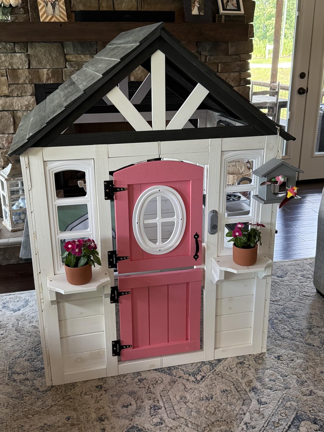 Kids Playhouse Outdoor, Cedar Wooden Play House for Kids Ages 3-6, with Dutch Door, Play Kitchen, Interactive Doorbell, Sink, Flowerpot, Birdcage customer photo 2