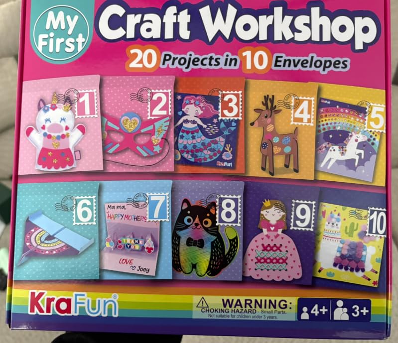 KRAFUN My First Craft Workshop Art and Craft Kit for Kids - Projects in 10 Envelopes, Unicorn, Mermaid, Princess & Llama Crafts, Creative Educational Activities customer photo 2